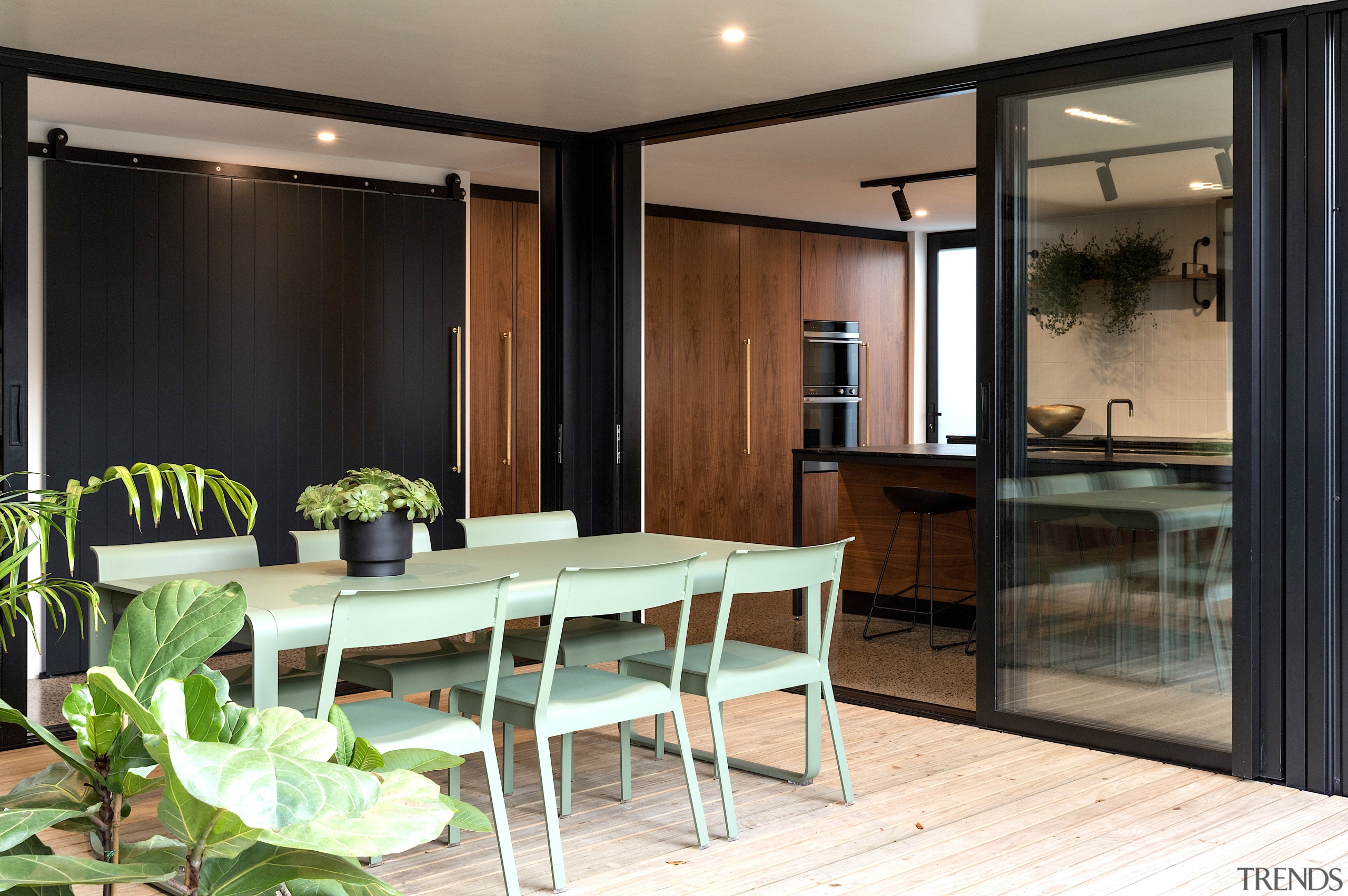 The black exterior of the home – seen 