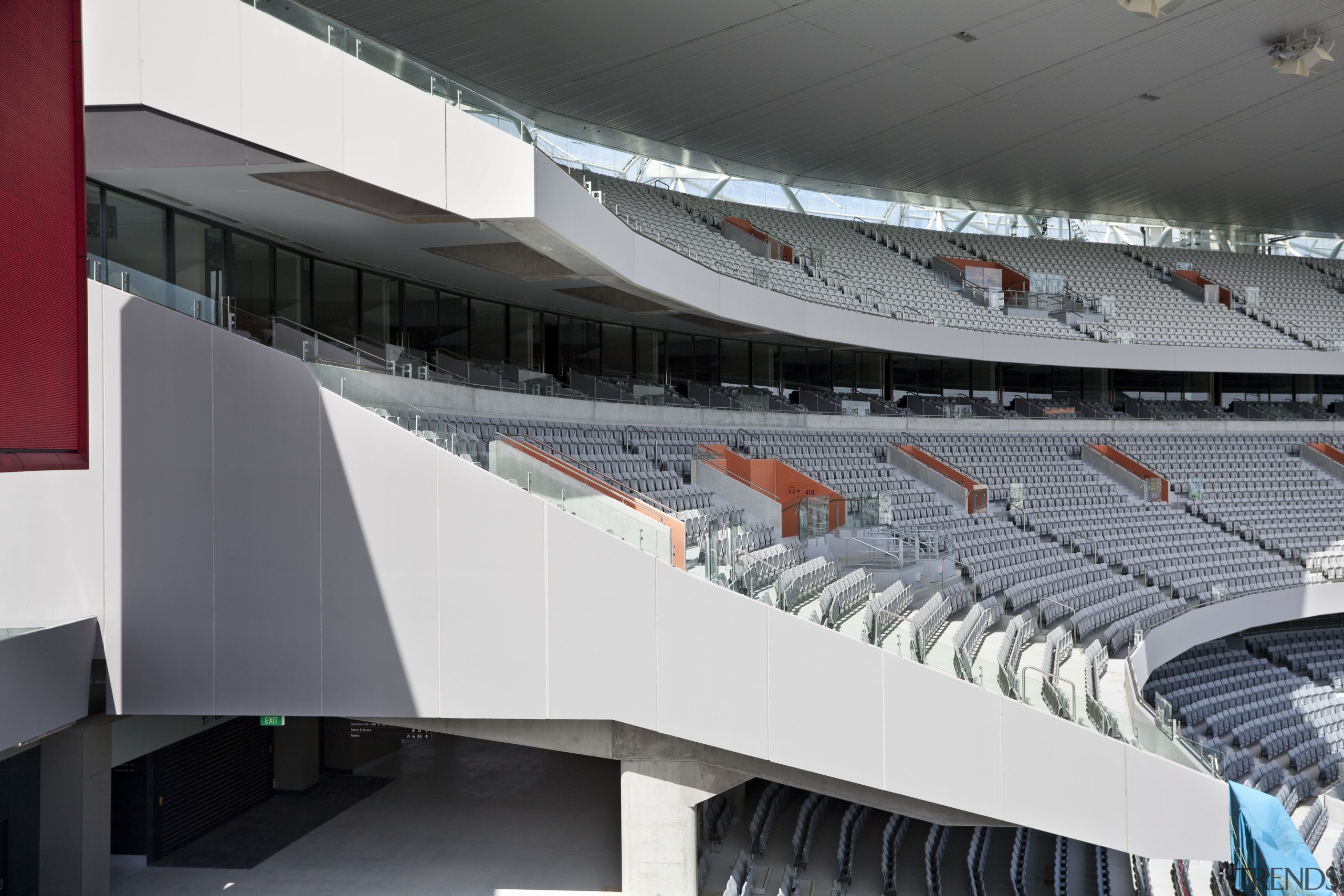 view of Eden Park which features precast concrete architecture, arena, sport venue, stadium, structure, gray, black