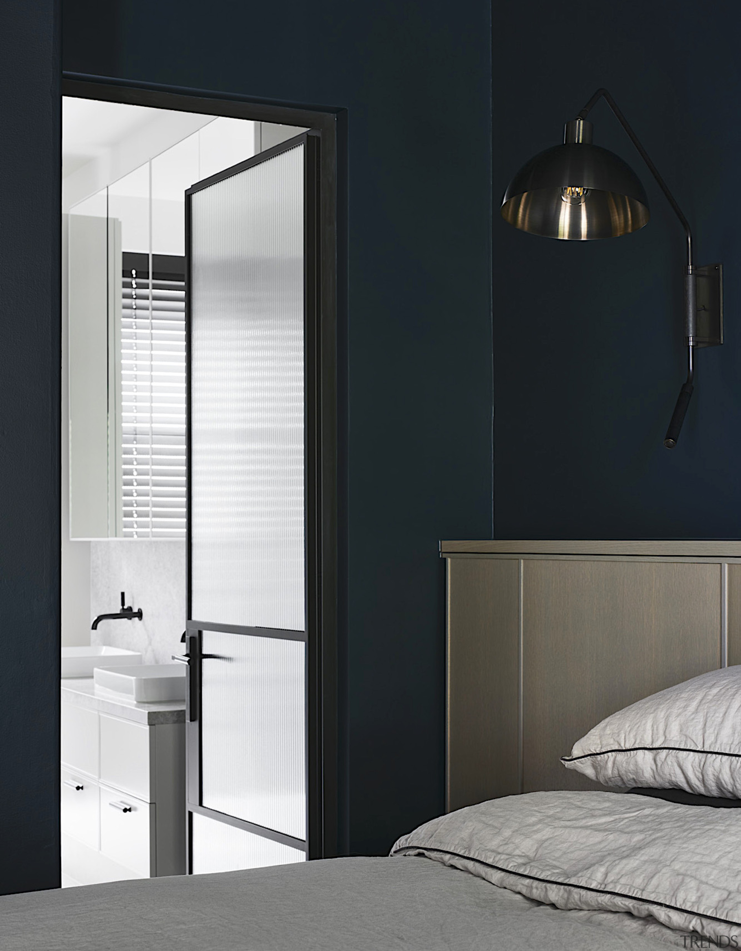 Master and master ensuite. Bedding – Abode Living; 