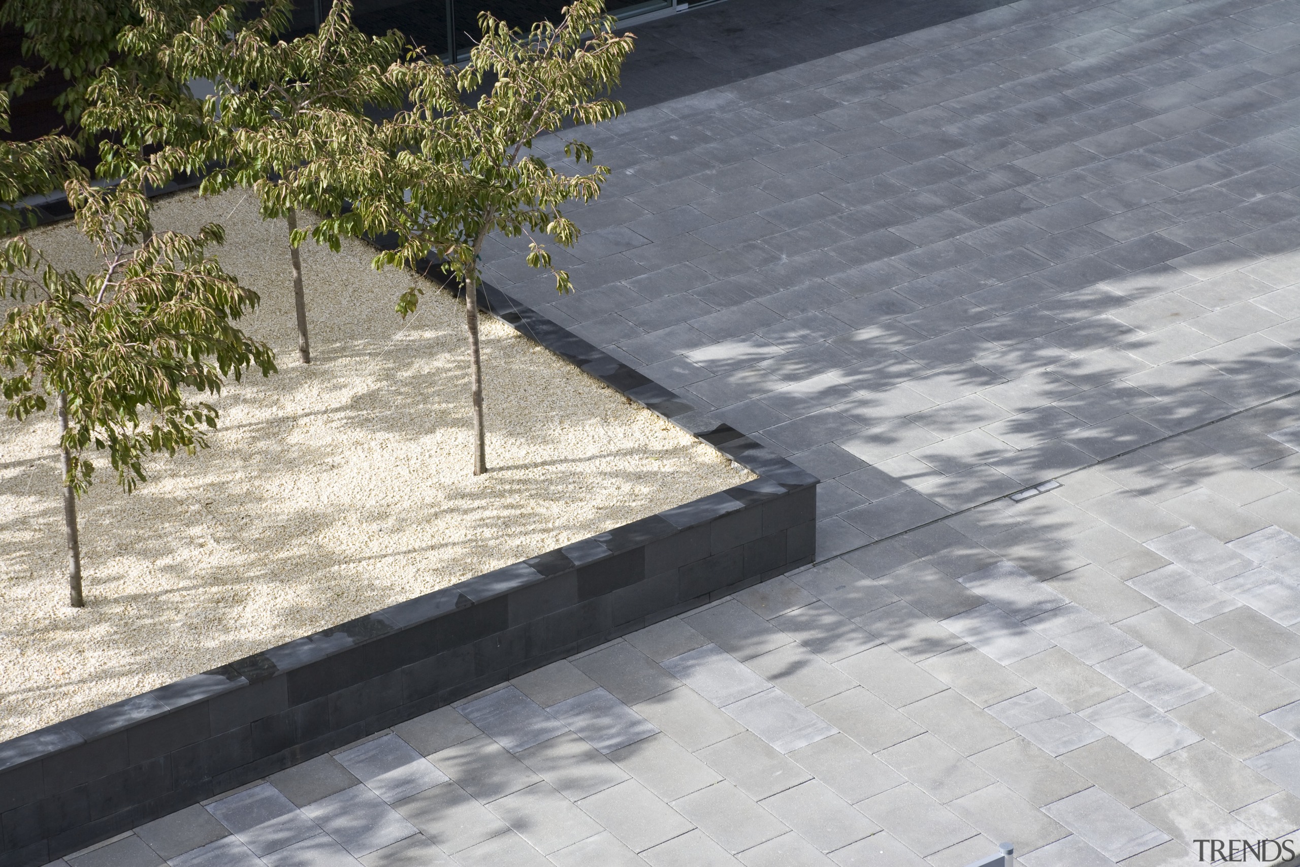 view of a planter box at Carlaw Park road surface, roof, walkway, wall, gray