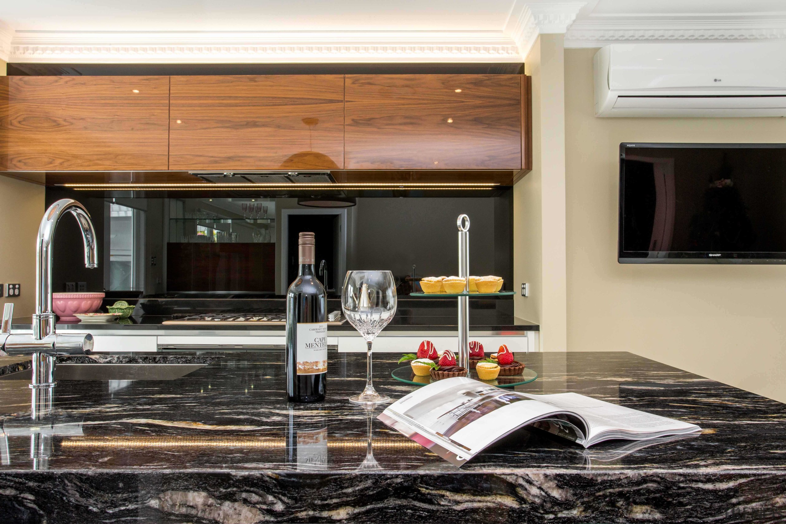 Contemporary new kitchen by Bespoke Kitchens on Khyber countertop, floor, flooring, interior design, black, white