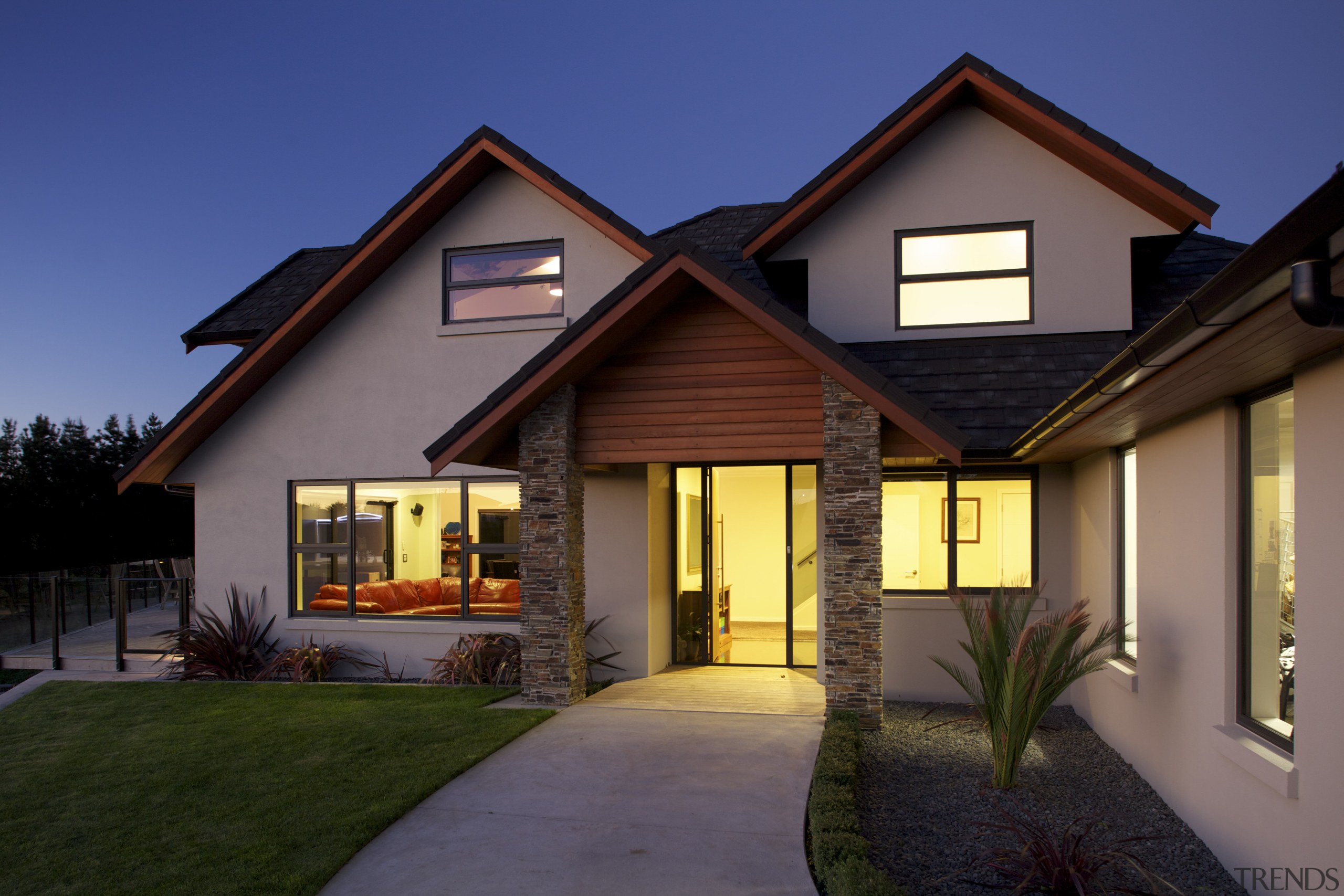 Design and build by Fowler Homes Taranaki - building, cottage, elevation, estate, facade, home, house, lighting, property, real estate, residential area, roof, siding, window, black