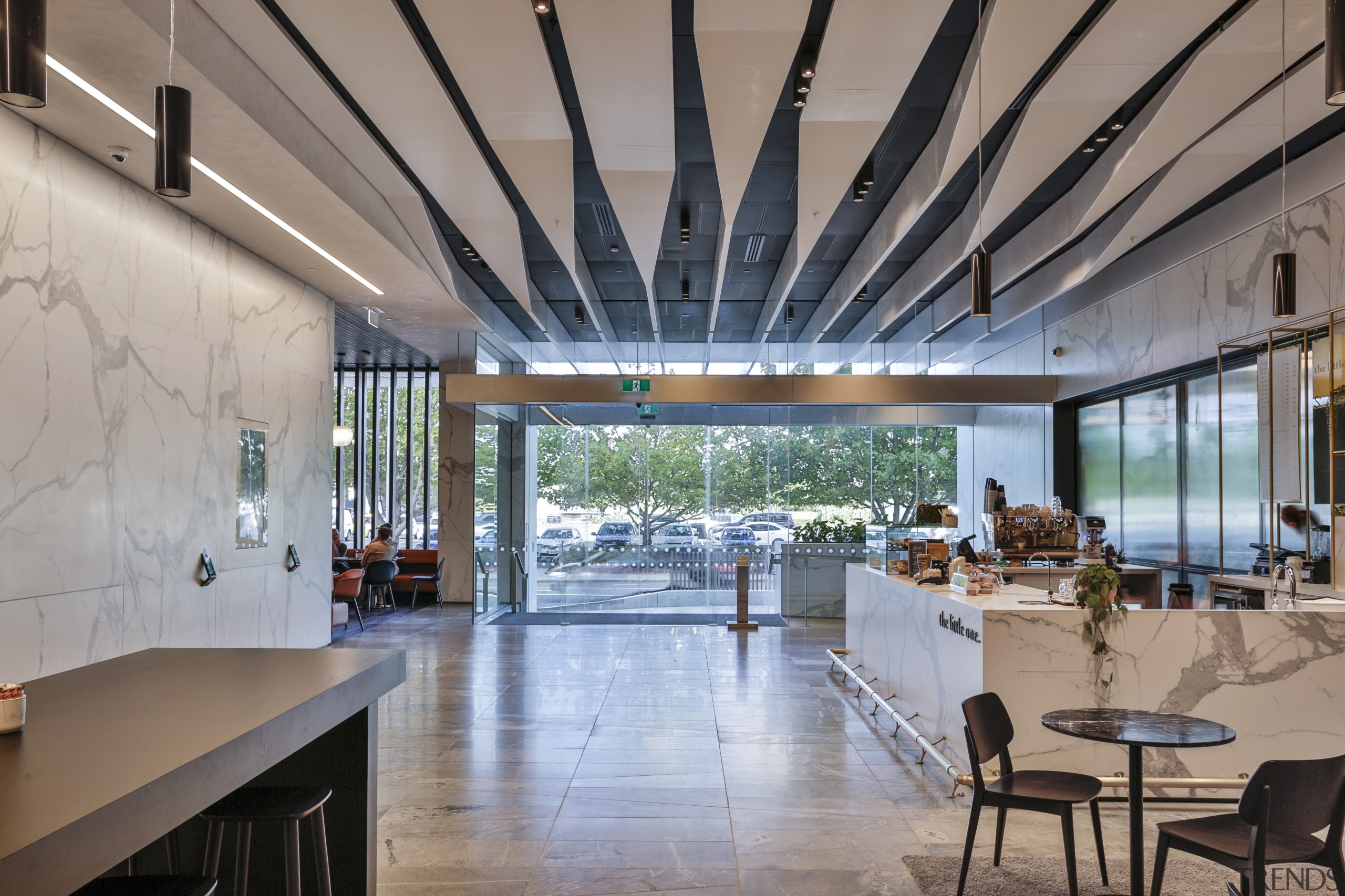 The lobby at No.1 Sylvia Park can be architecture, building, ceiling, floor, flooring, furniture, interior design, lobby, restaurant, cafe, No. 1 Sylvia Park