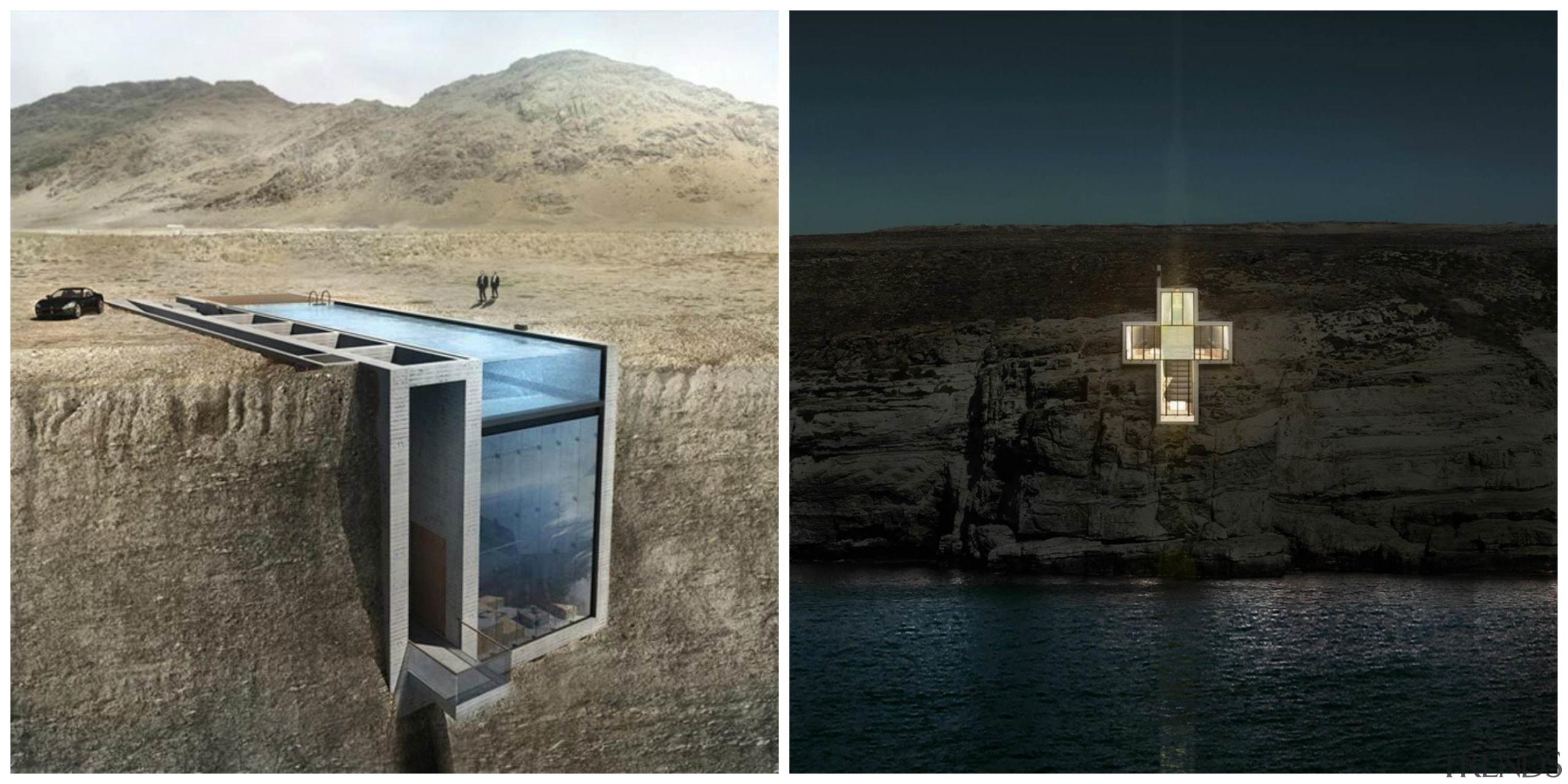 Casa Brutale and Lux Aeterna / Holy Cross water, water resources, black, gray