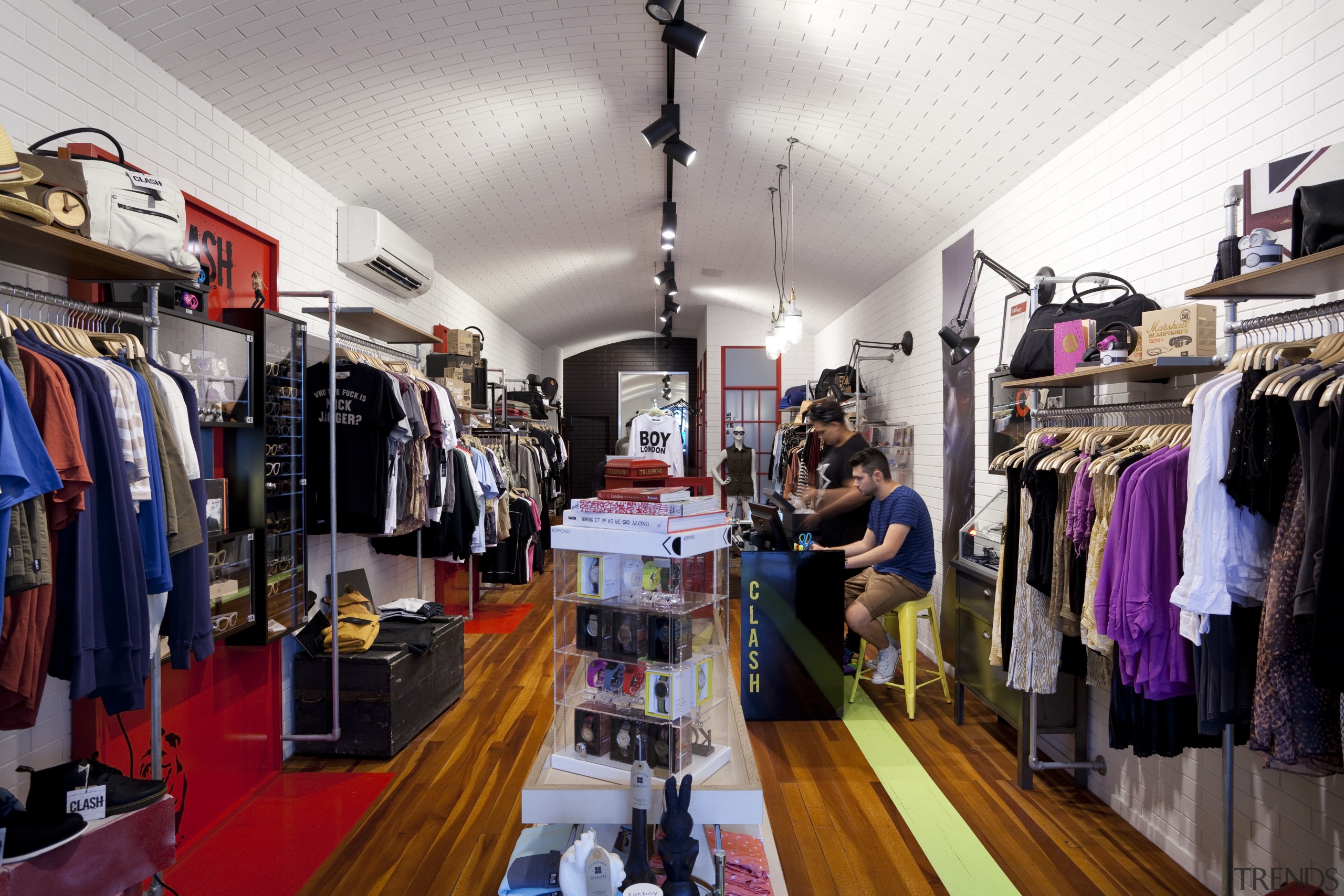 The spirit of 80s London is captured in boutique, outlet store, retail, shopping, white