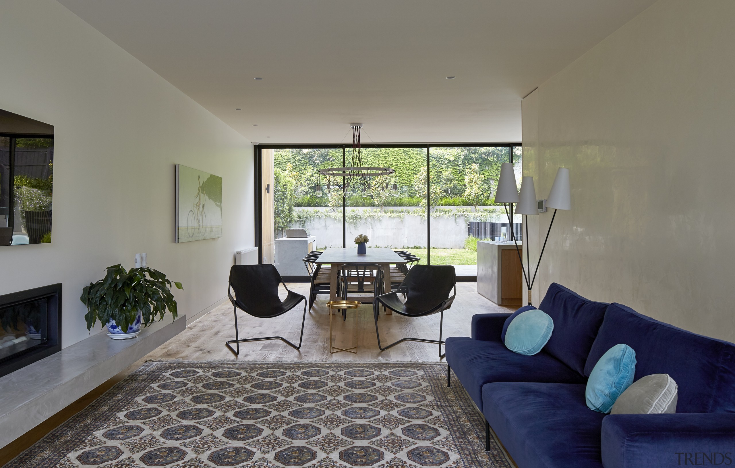 This living room runs the full depth of ceiling, estate, home, house, interior design, living room, property, real estate, room, window, gray