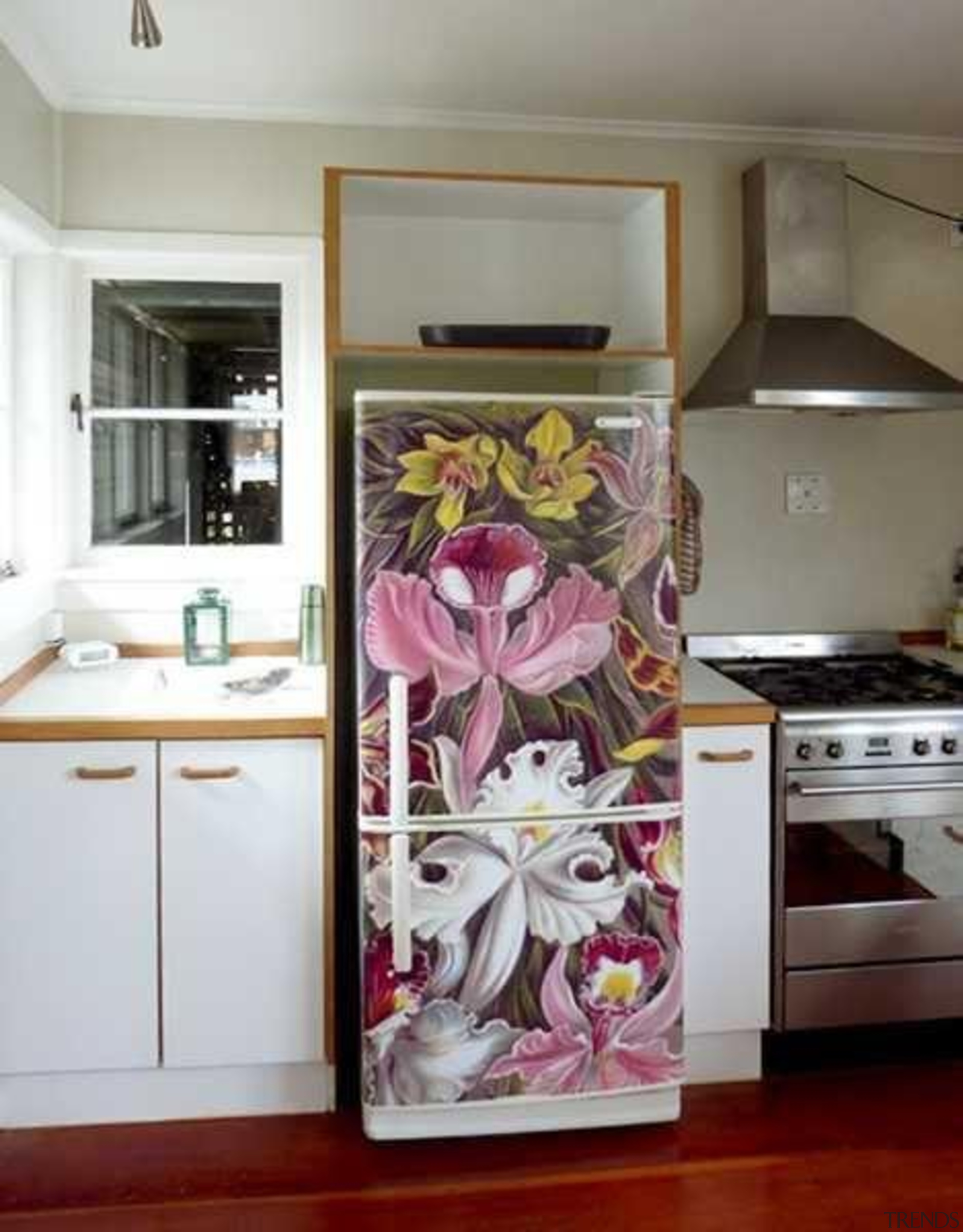 Kitchen fridge - Kitchen fridge with the twist home appliance, interior design, kitchen, major appliance, refrigerator, room, gray, white