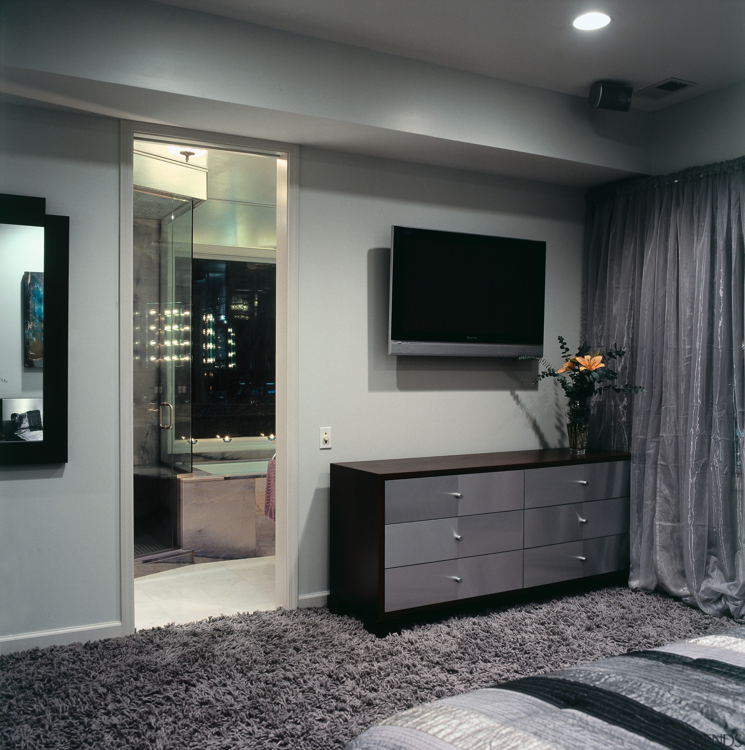 A view of the entrance way to the furniture, interior design, room, gray, black