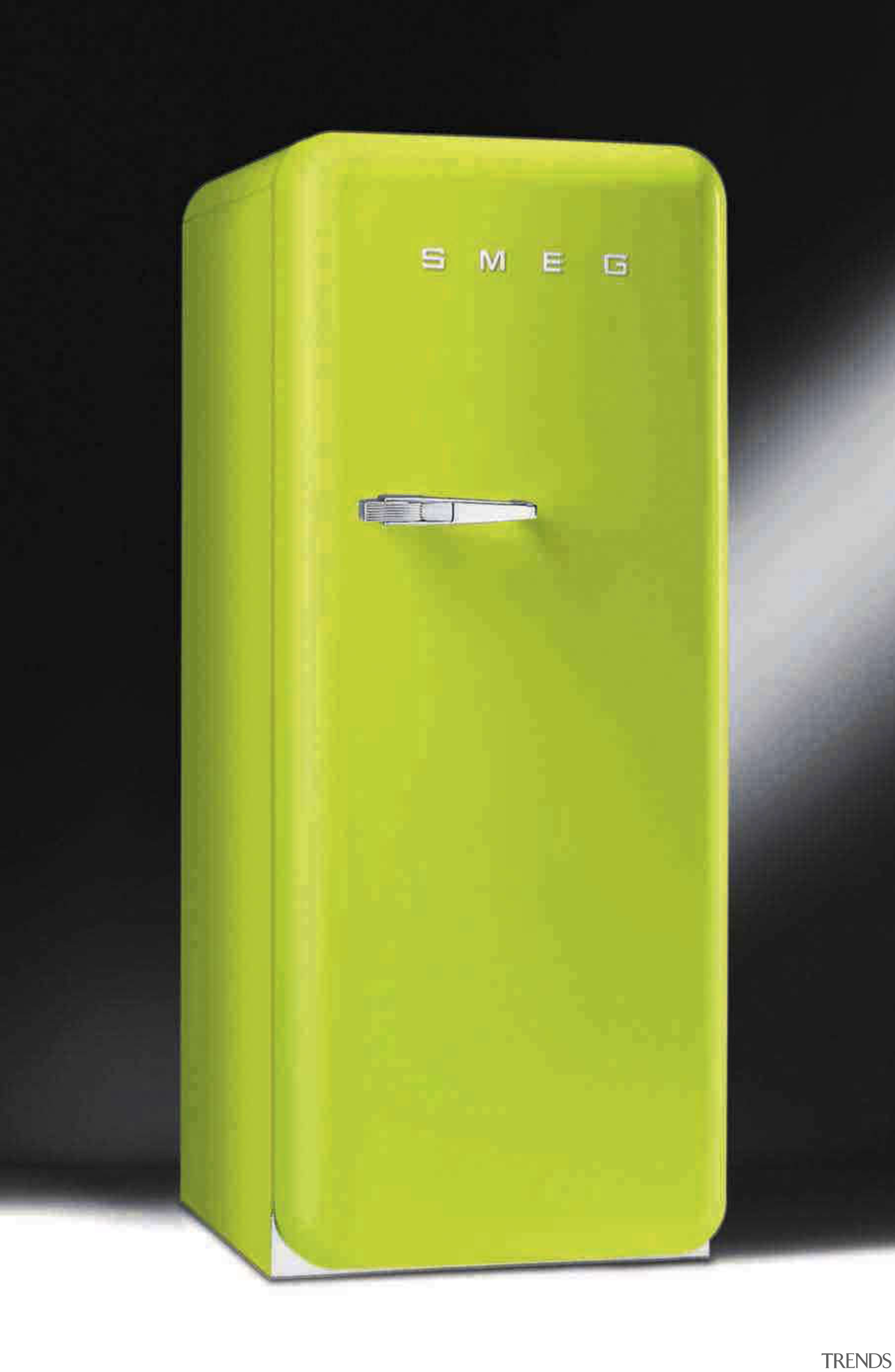 View of Smeg fridge. - View of Smeg green, home appliance, major appliance, product, product design, refrigerator, black, yellow