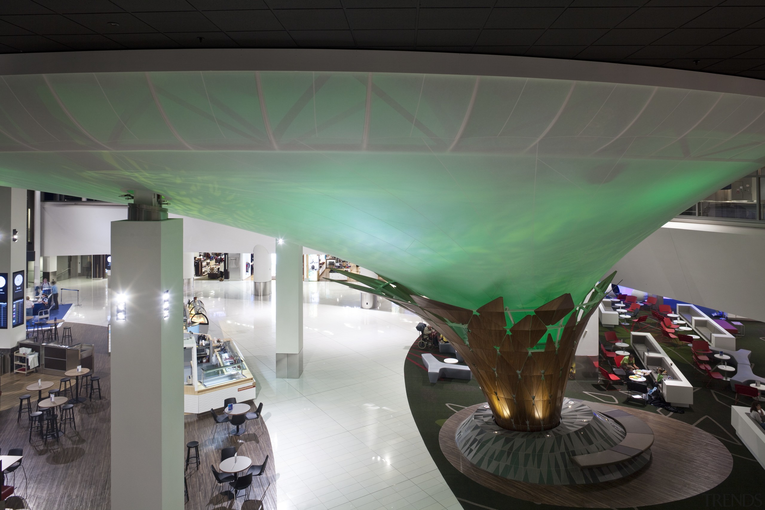 View of Auckland International Airport centrepiece, resembling the ceiling, gray, black