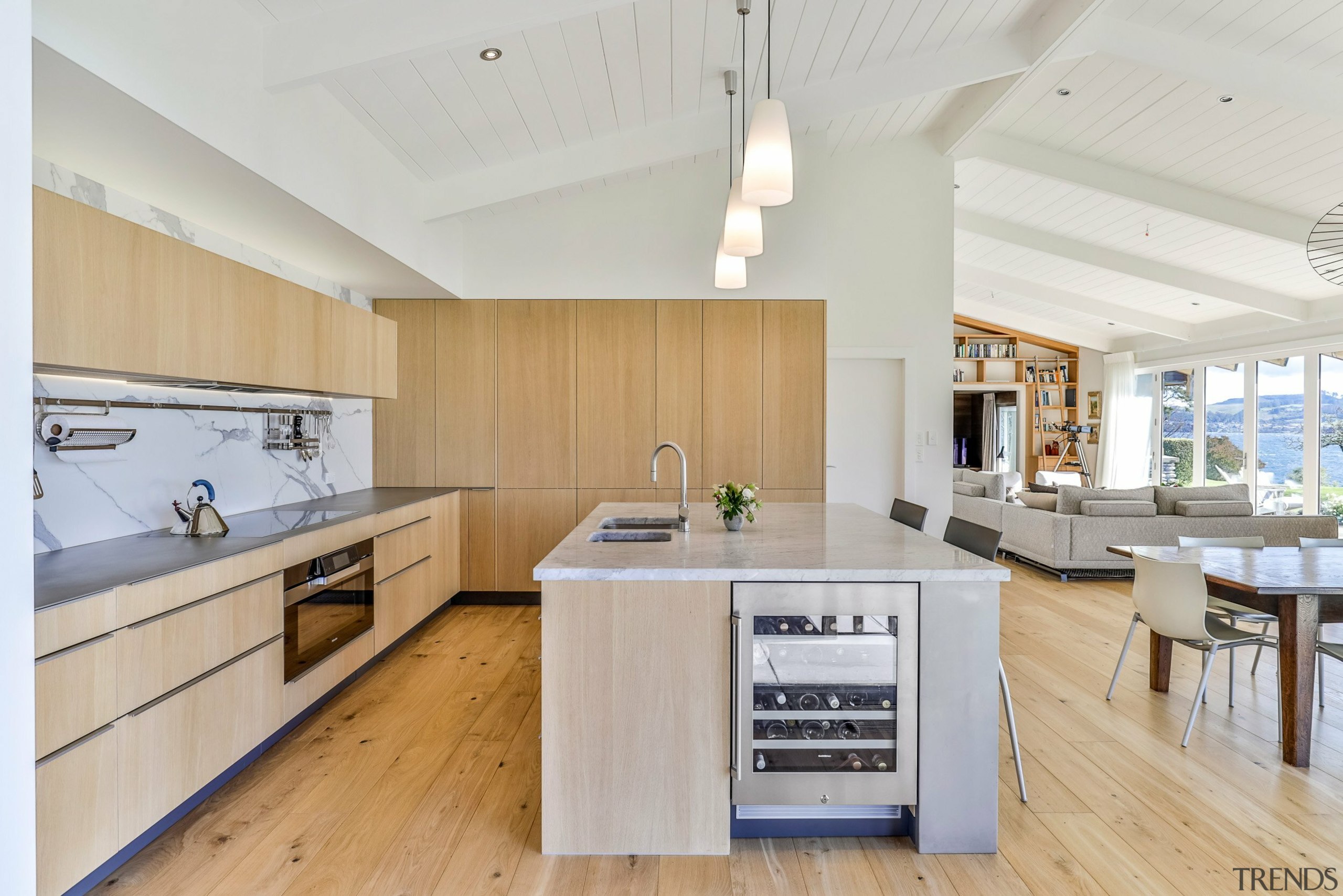 The refined kitchen seen in its wider setting. 