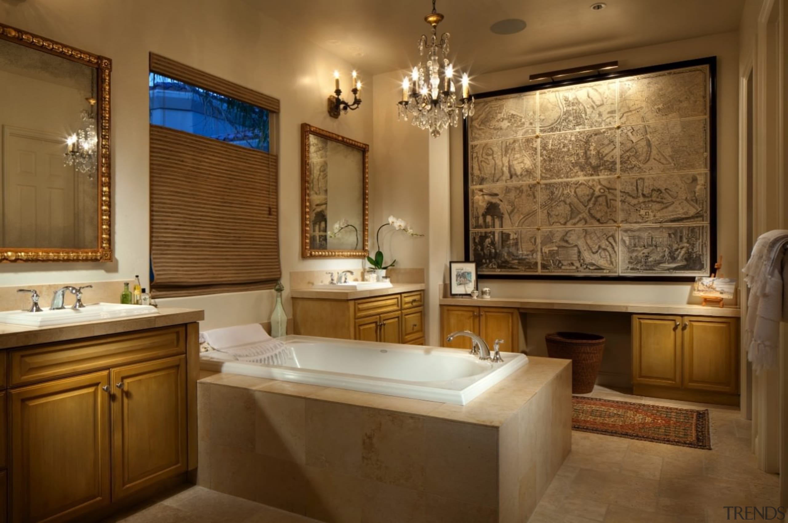 The bathroom features a large bath, window and bathroom, countertop, estate, home, interior design, real estate, room, window, brown