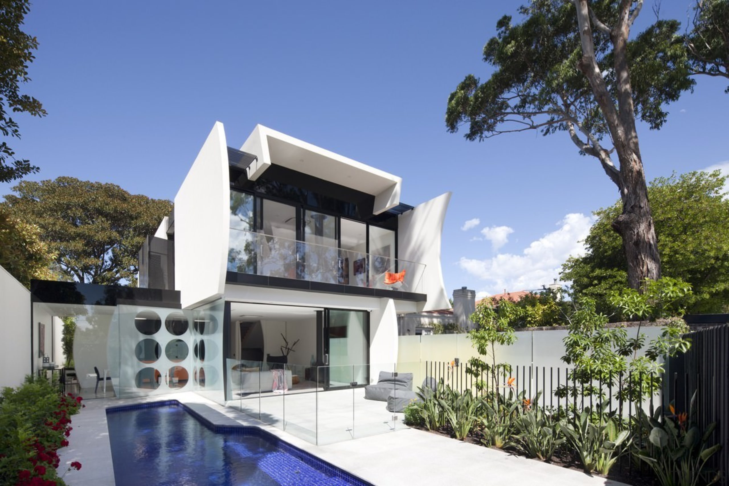 Architect: Gray PuksandPhotography by Shannon McGrath architecture, building, elevation, facade, family car, home, house, property, real estate, residential area, villa, blue