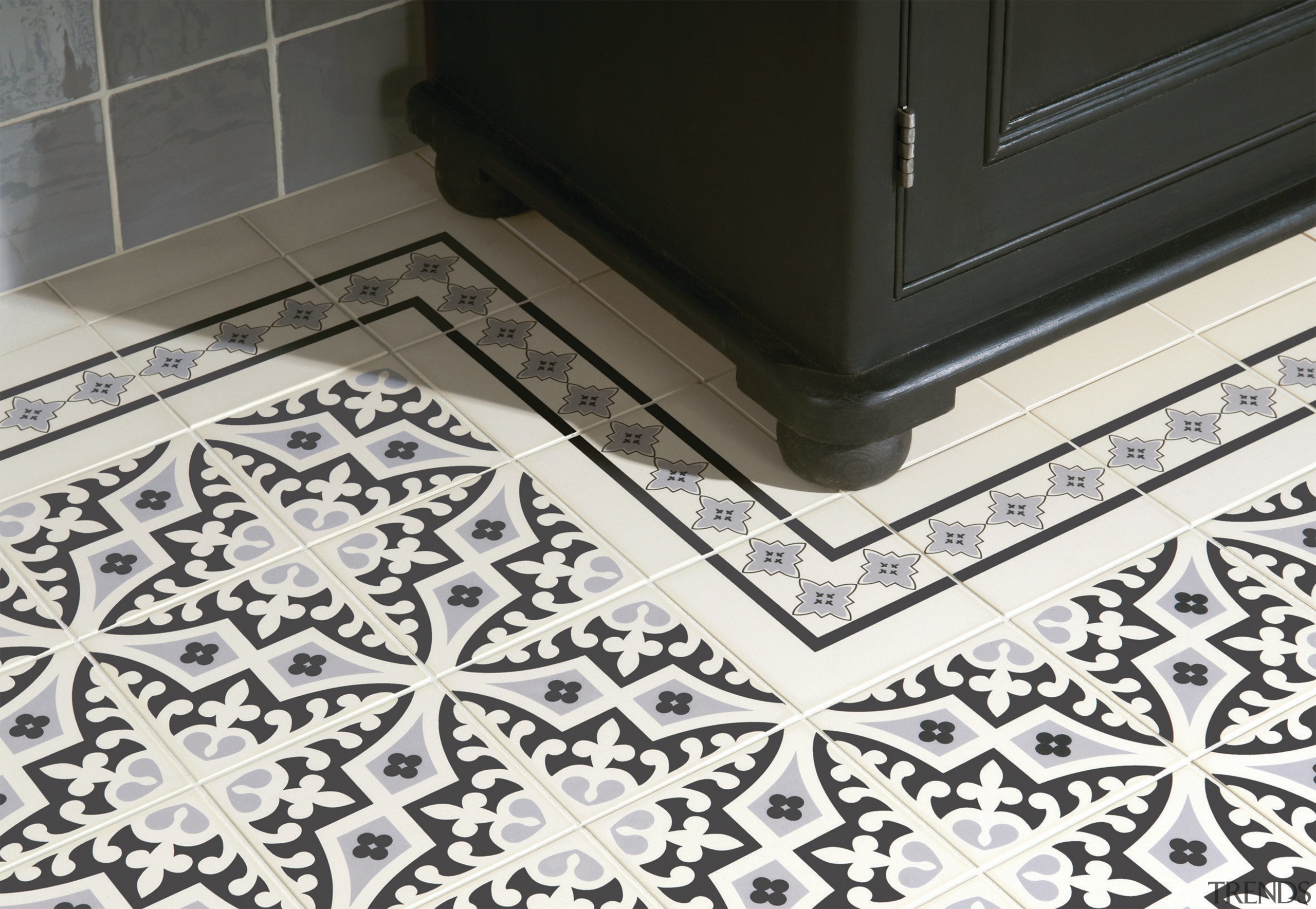 Victorian tessellated tiles are part of the vast floor, flooring, pattern, tile, black, white