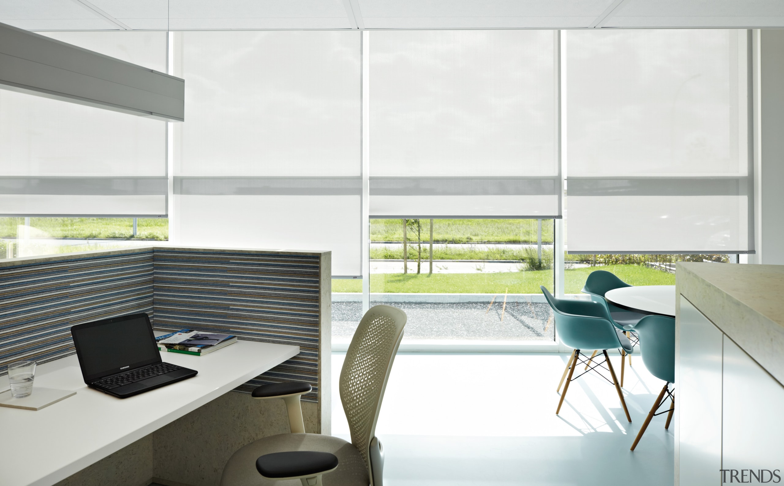 Seen in an office environmet here, Luxaflex blinds 