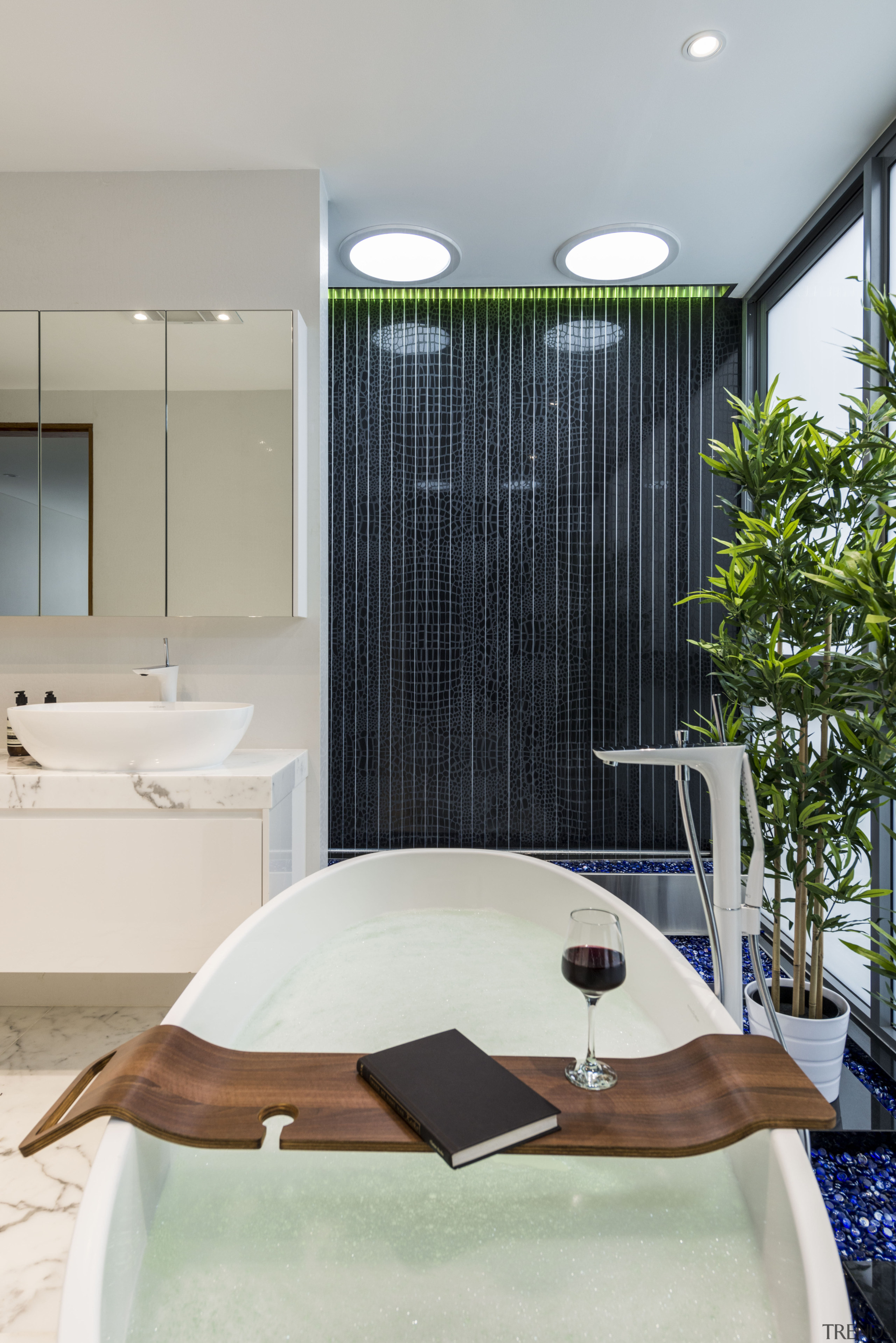 Soothing effect  thin chords with water droplets architecture, bathroom, ceiling, home, house, interior design, product design, room, gray