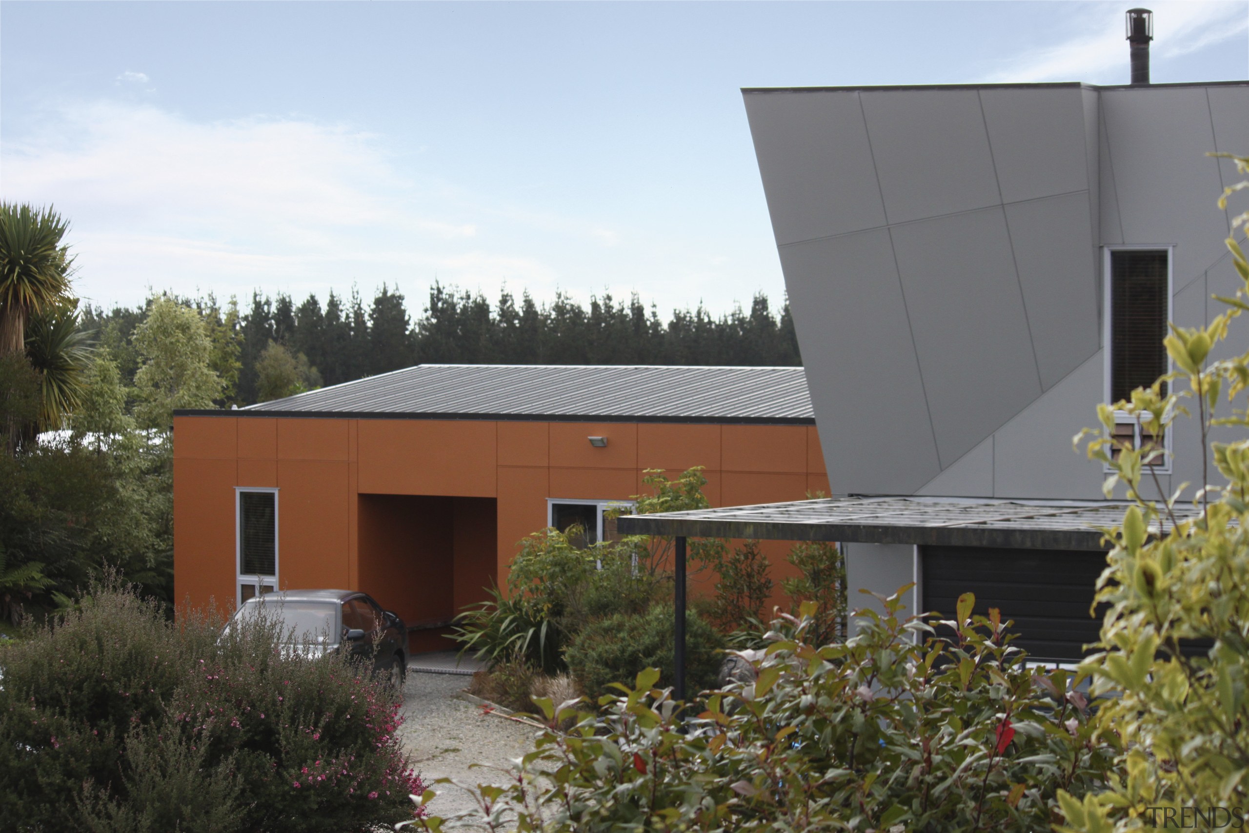 Resene provided the paints used for the exterior architecture, cottage, facade, home, house, property, real estate, roof, shed, siding, brown, white