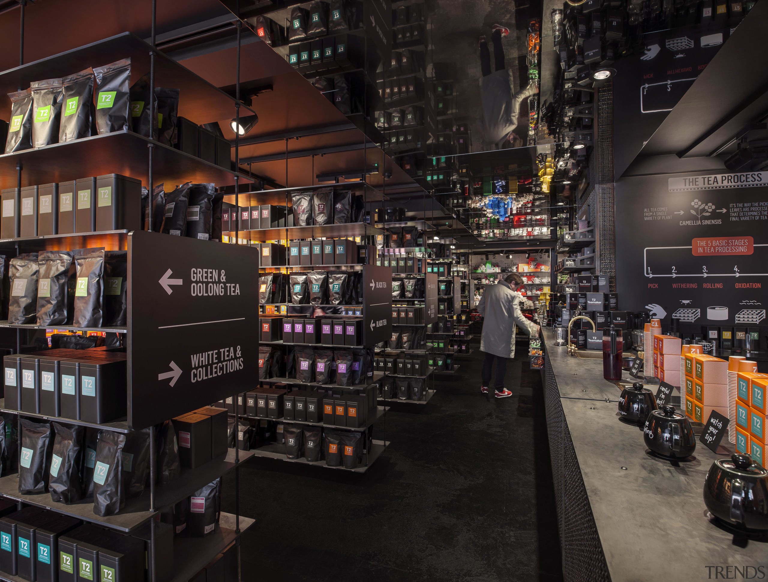 The new T2 store in Shoreditch London highlights liquor store, product, black