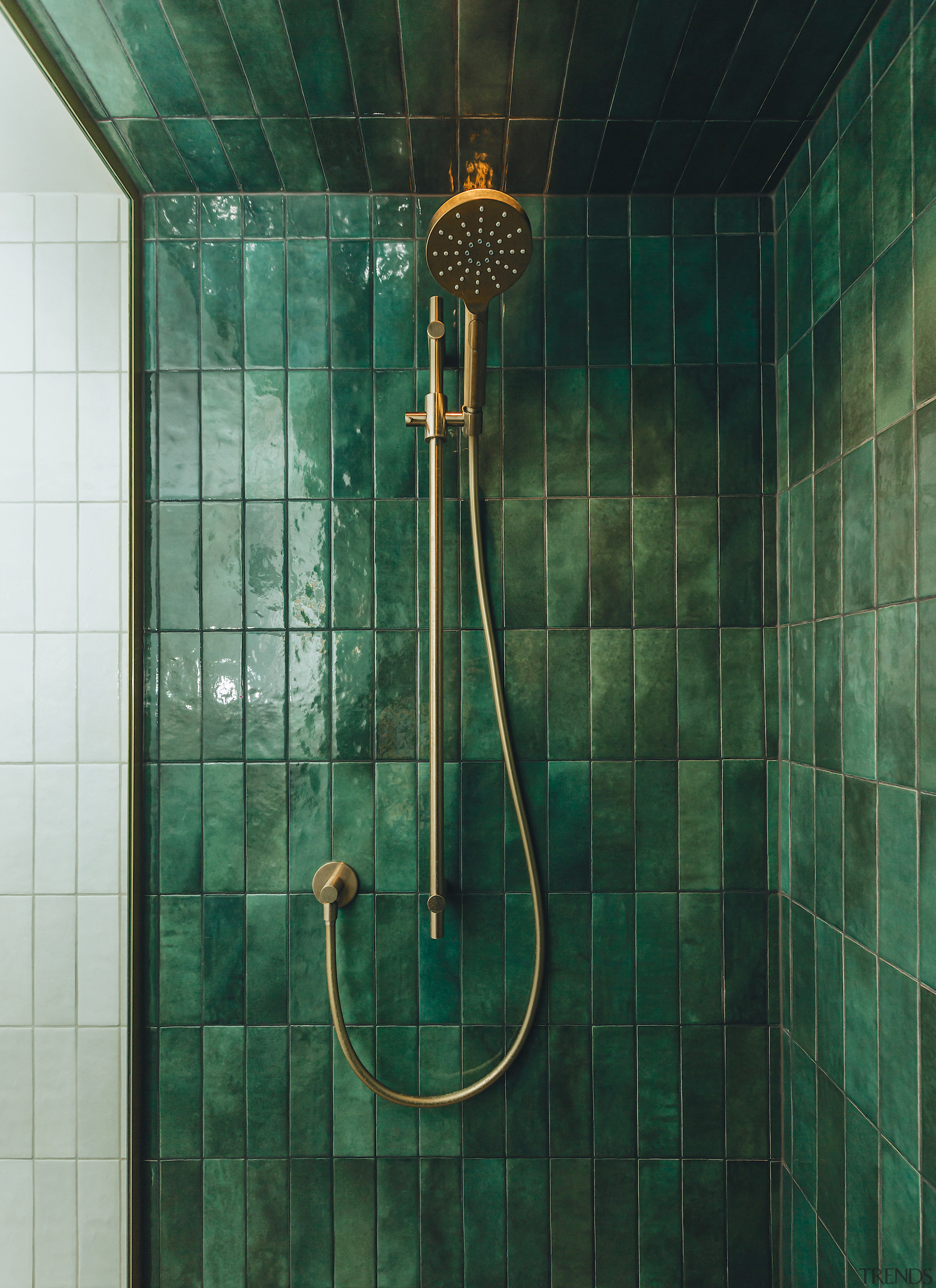 The lush green tiles in close proximity. - 