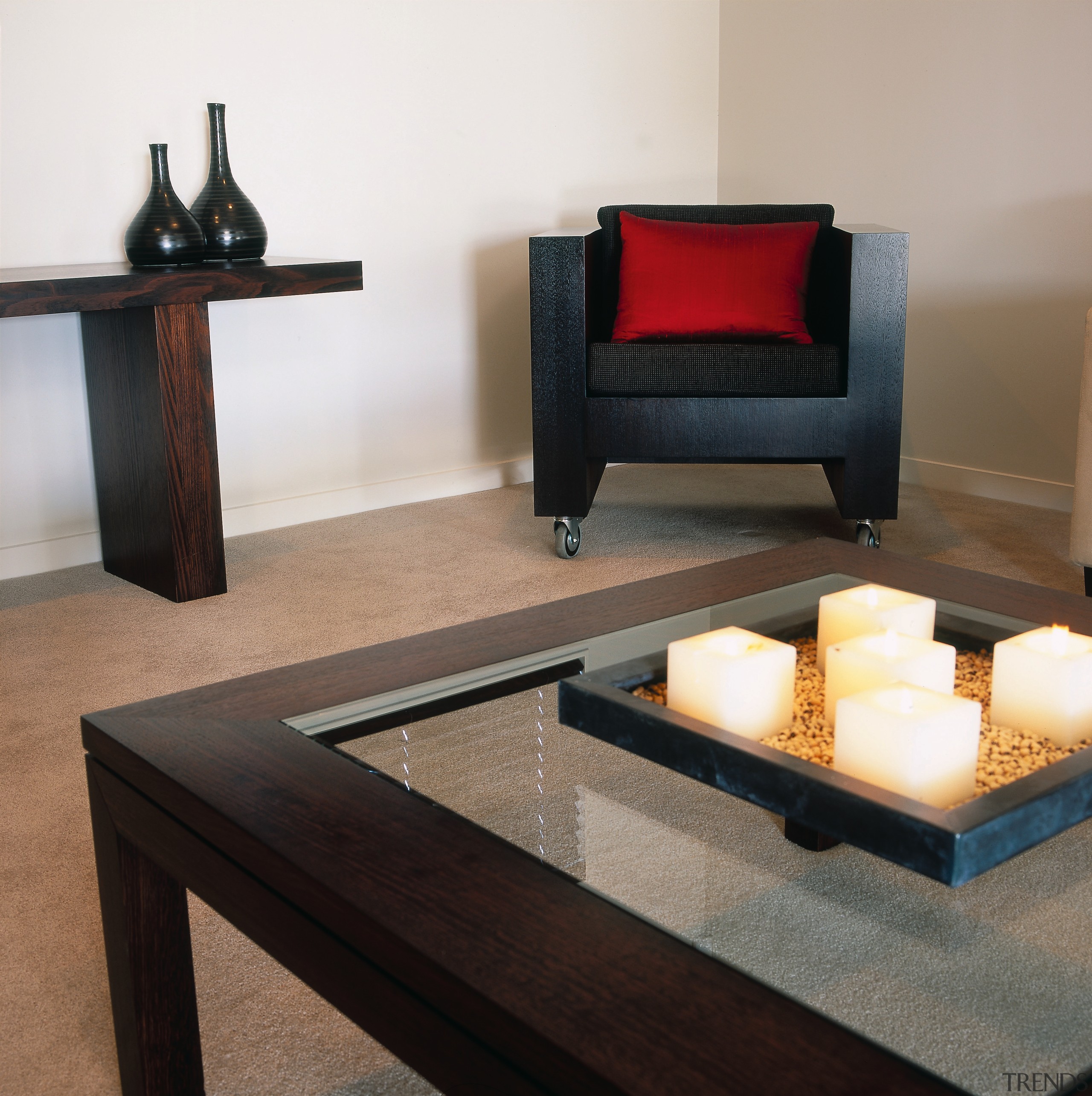 View of the living room - View of coffee table, floor, flooring, furniture, interior design, living room, product design, table, white, black