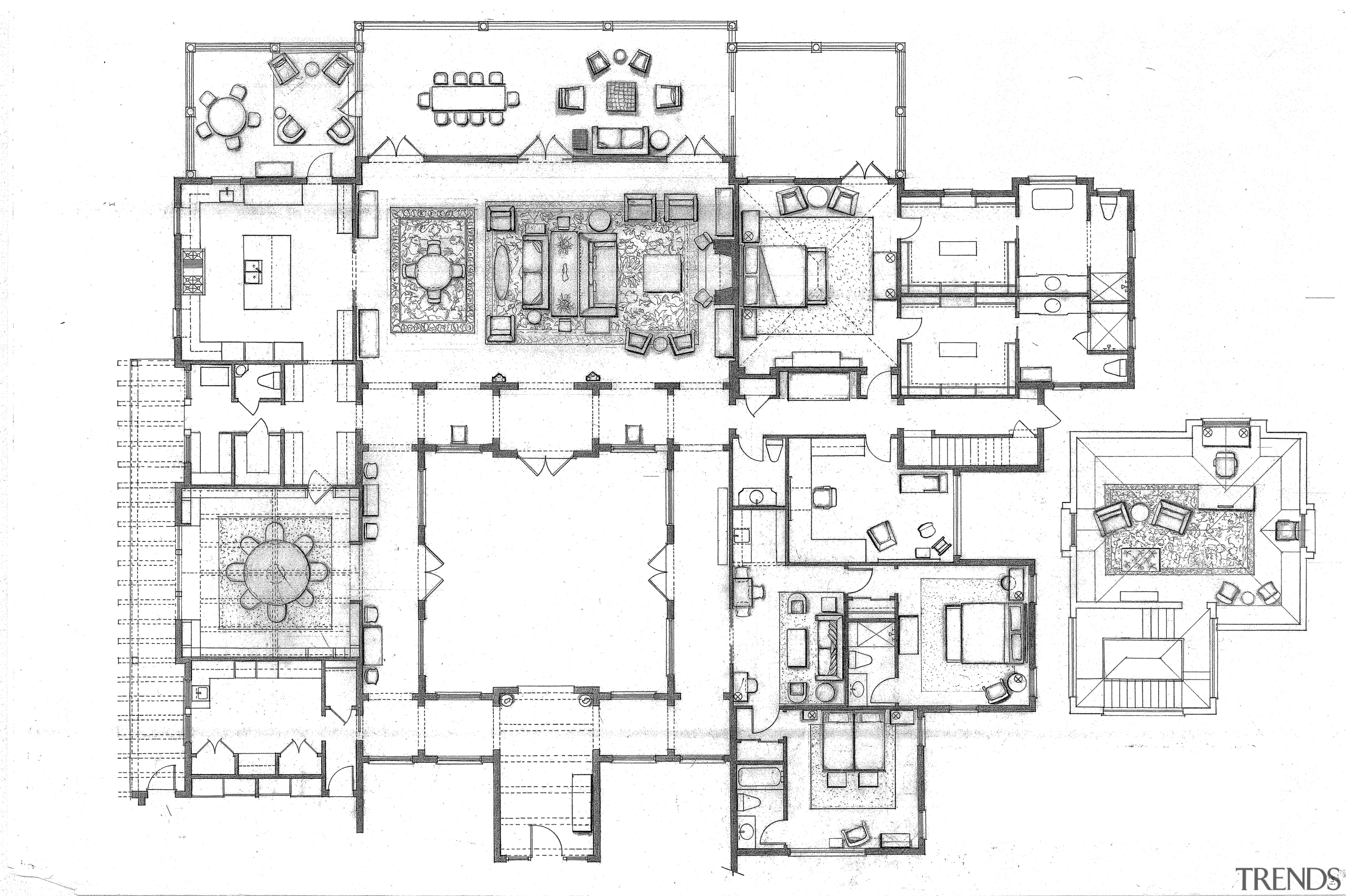 Spanish style interior - Spanish style interior - architecture, area, artwork, design, diagram, drawing, floor plan, home, line, line art, plan, product design, residential area, schematic, structure, technical drawing, white