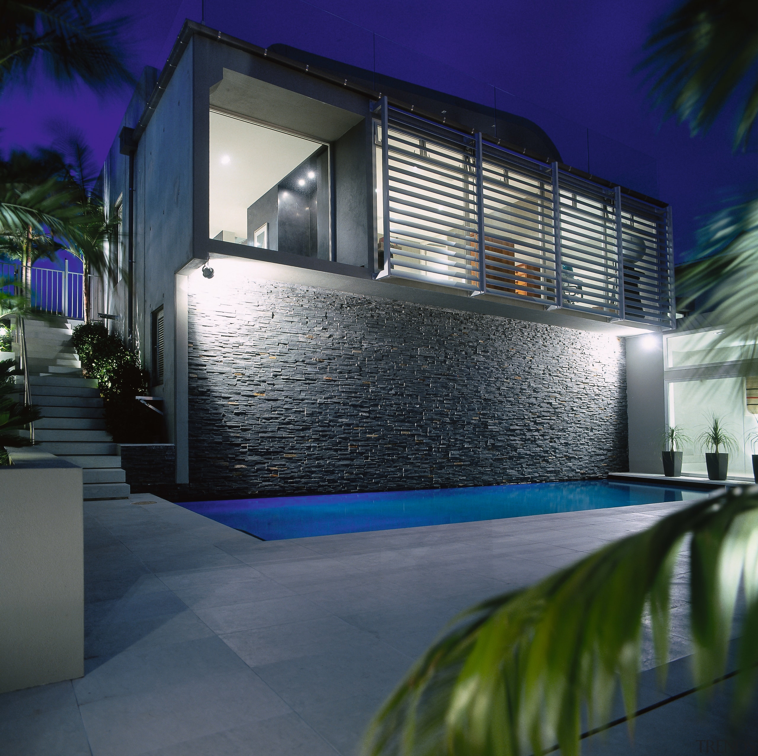 A view of the swimming pool area, tiled architecture, building, condominium, corporate headquarters, daylighting, elevation, estate, facade, home, house, lighting, property, real estate, reflection, residential area, sky, wall, window, blue, gray