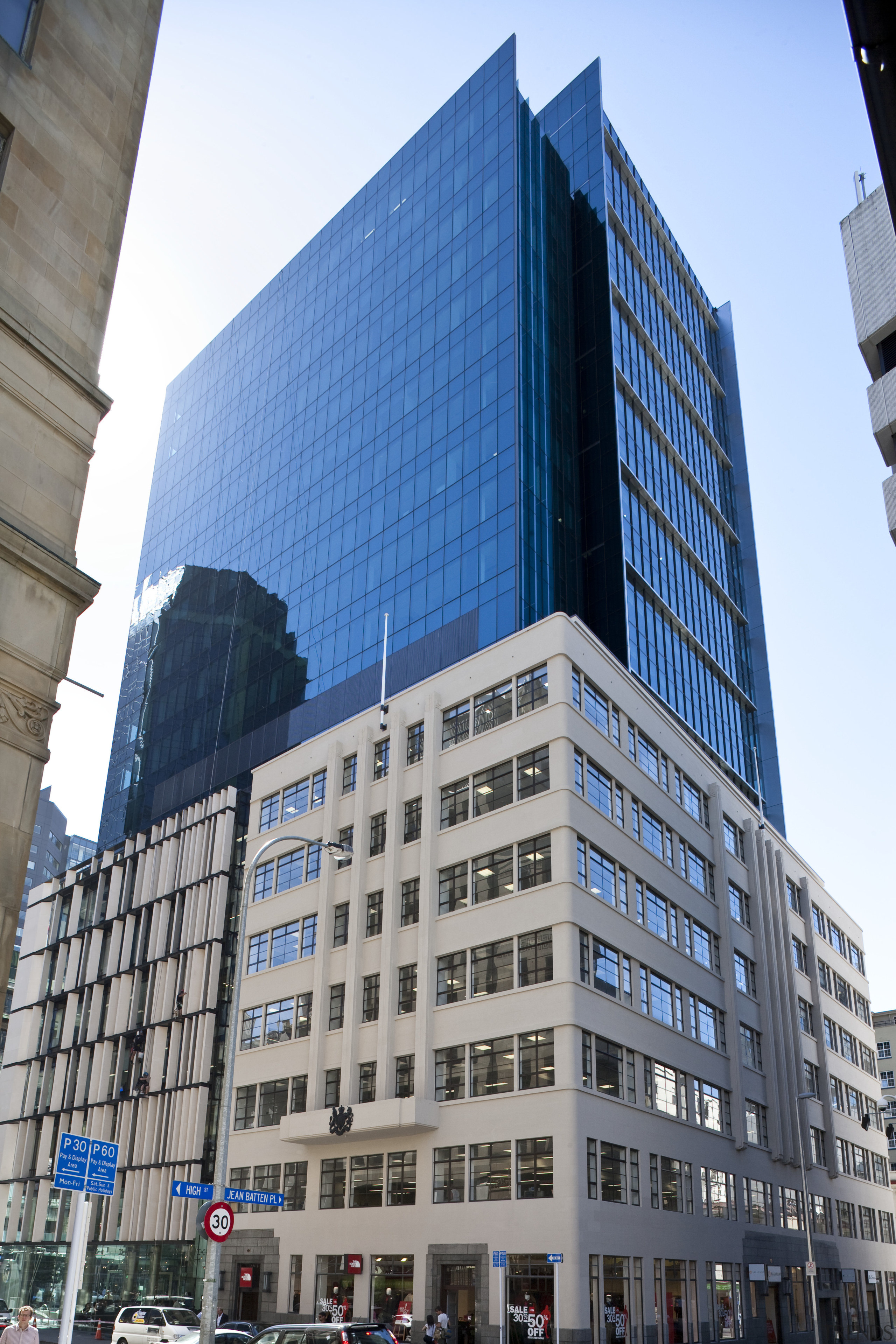 Exterior view of the Deloitte Centre which features apartment, architecture, building, city, commercial building, condominium, corporate headquarters, daytime, downtown, facade, headquarters, infrastructure, landmark, metropolis, metropolitan area, mixed use, neighbourhood, sky, skyscraper, tower block, urban area, gray