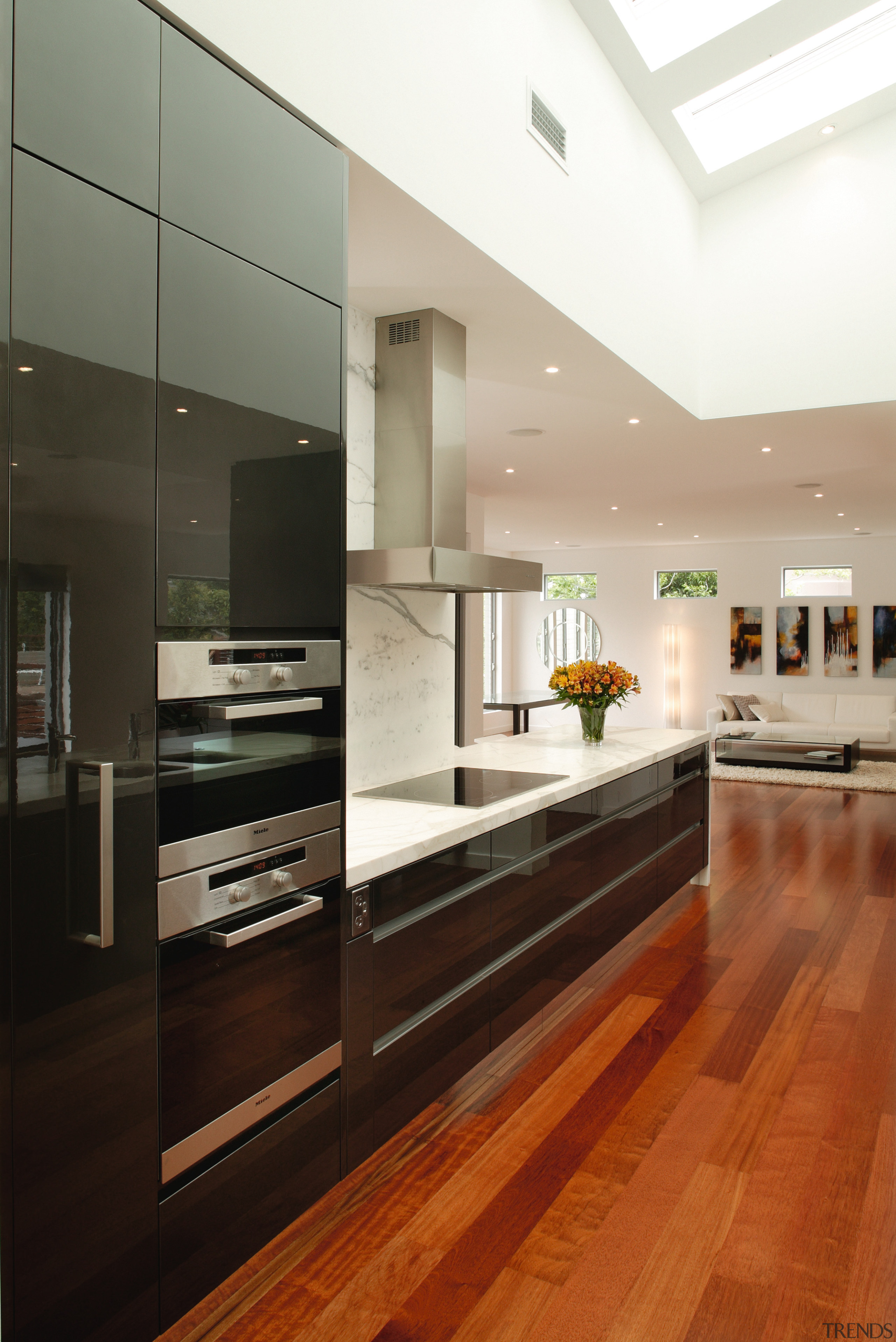 Image of the kitchen designed by Wonderful Kitchen cabinetry, countertop, floor, flooring, hardwood, interior design, kitchen, laminate flooring, wood flooring, white, black