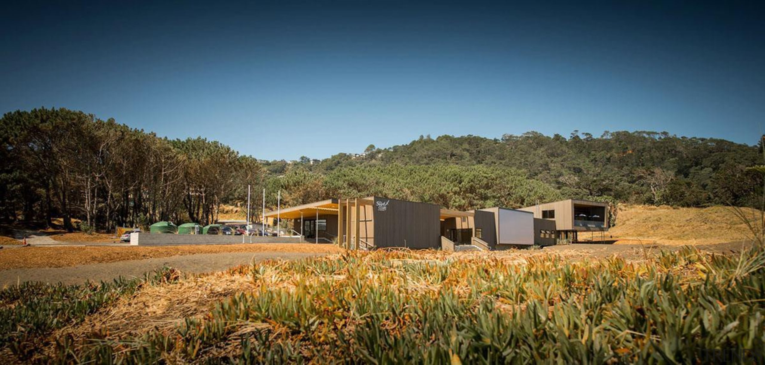 MERIT WINNERMuriwai Surf Lifesaving Club (4 of 4) farm, field, grass family, house, landscape, property, real estate, rural area, sky, brown, blue