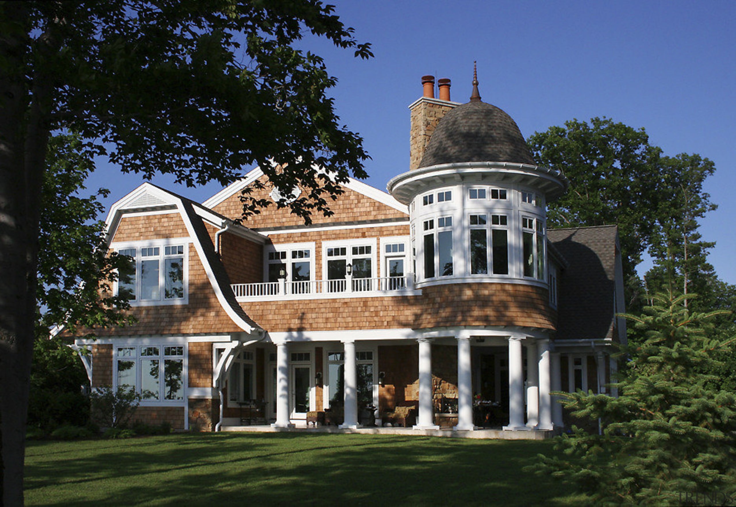 View of homes designed by the American Institute building, cottage, estate, facade, farmhouse, historic house, home, house, manor house, mansion, property, real estate, residential area, roof, stately home, villa, window, black