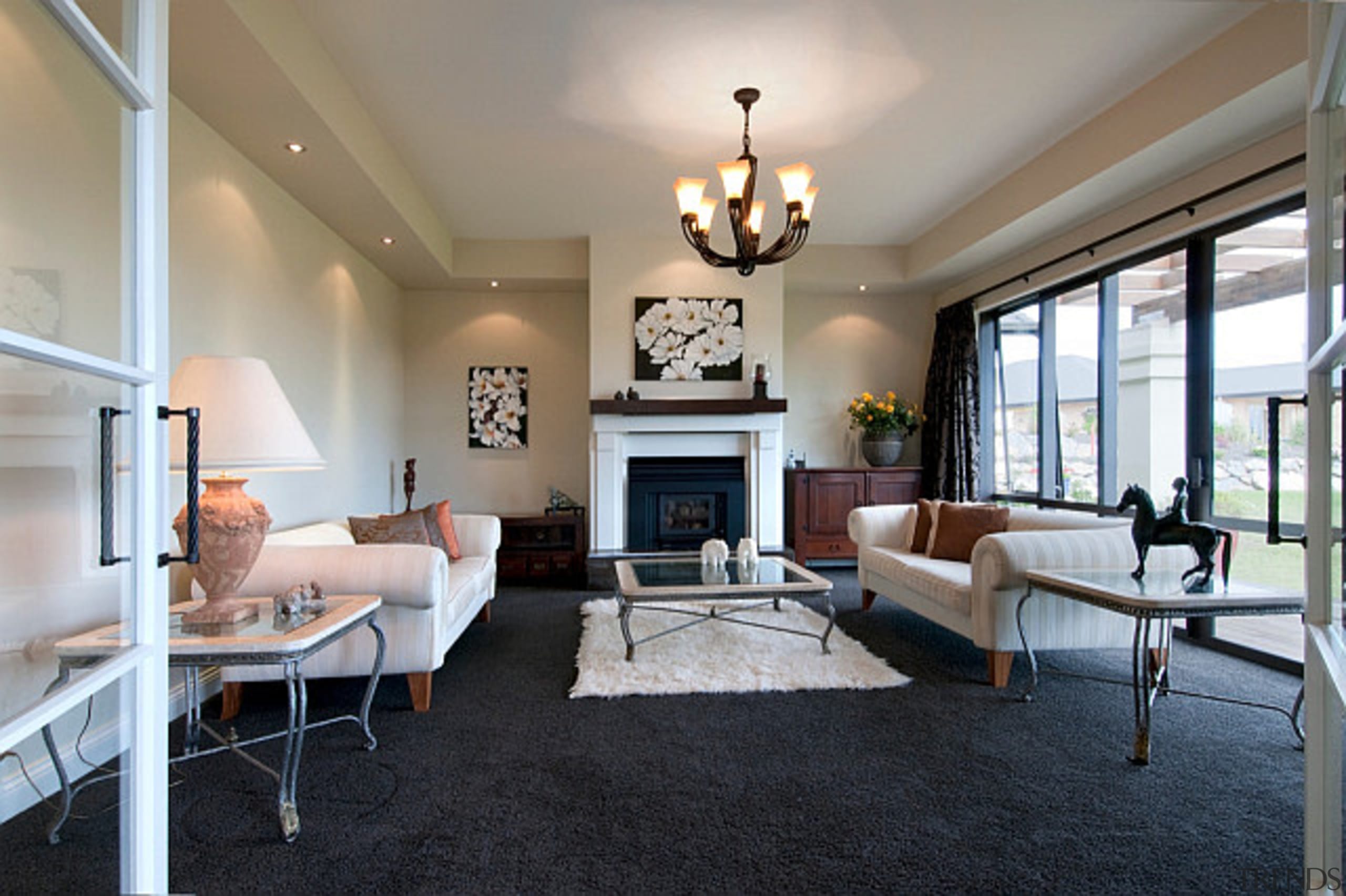 Grand style in this home designed and built ceiling, floor, flooring, home, house, interior design, living room, property, real estate, room, gray, black