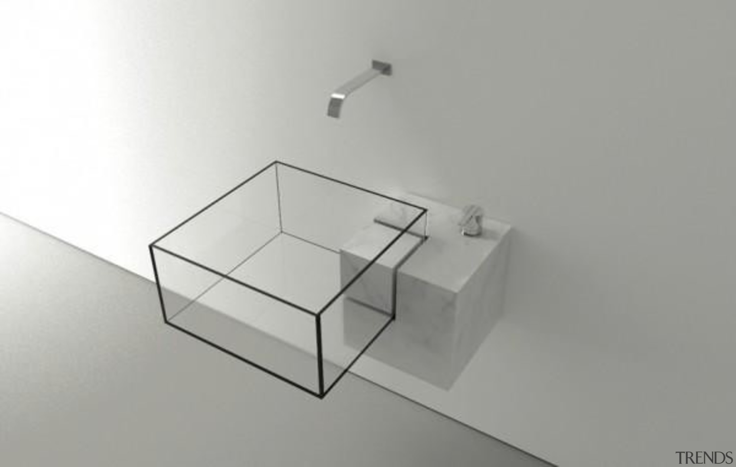 This sharp corned cuboid outline appears to hang angle, bathroom sink, plumbing fixture, product design, table, tap, gray, white