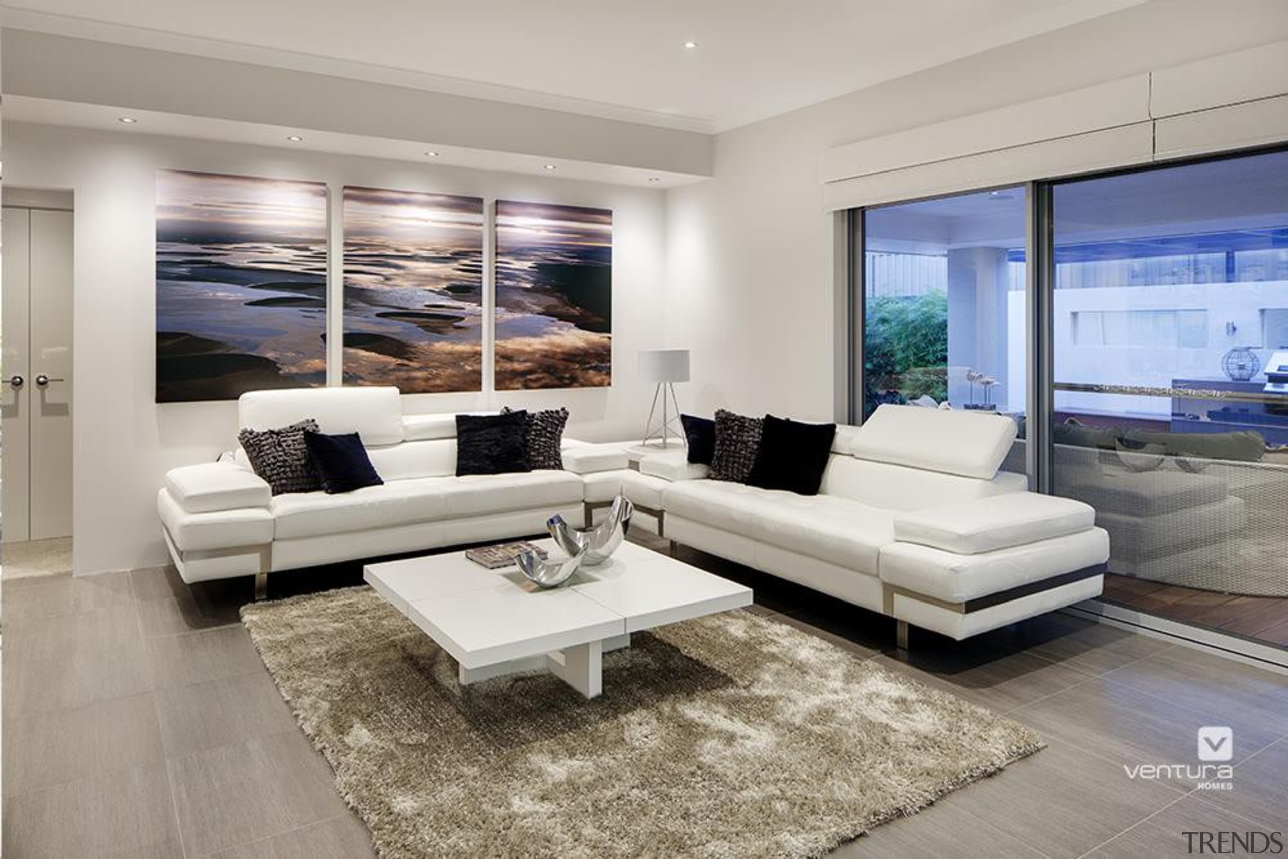 Living Room Design. - The Temptation Display Home couch, floor, furniture, home, interior design, living room, property, real estate, room, gray