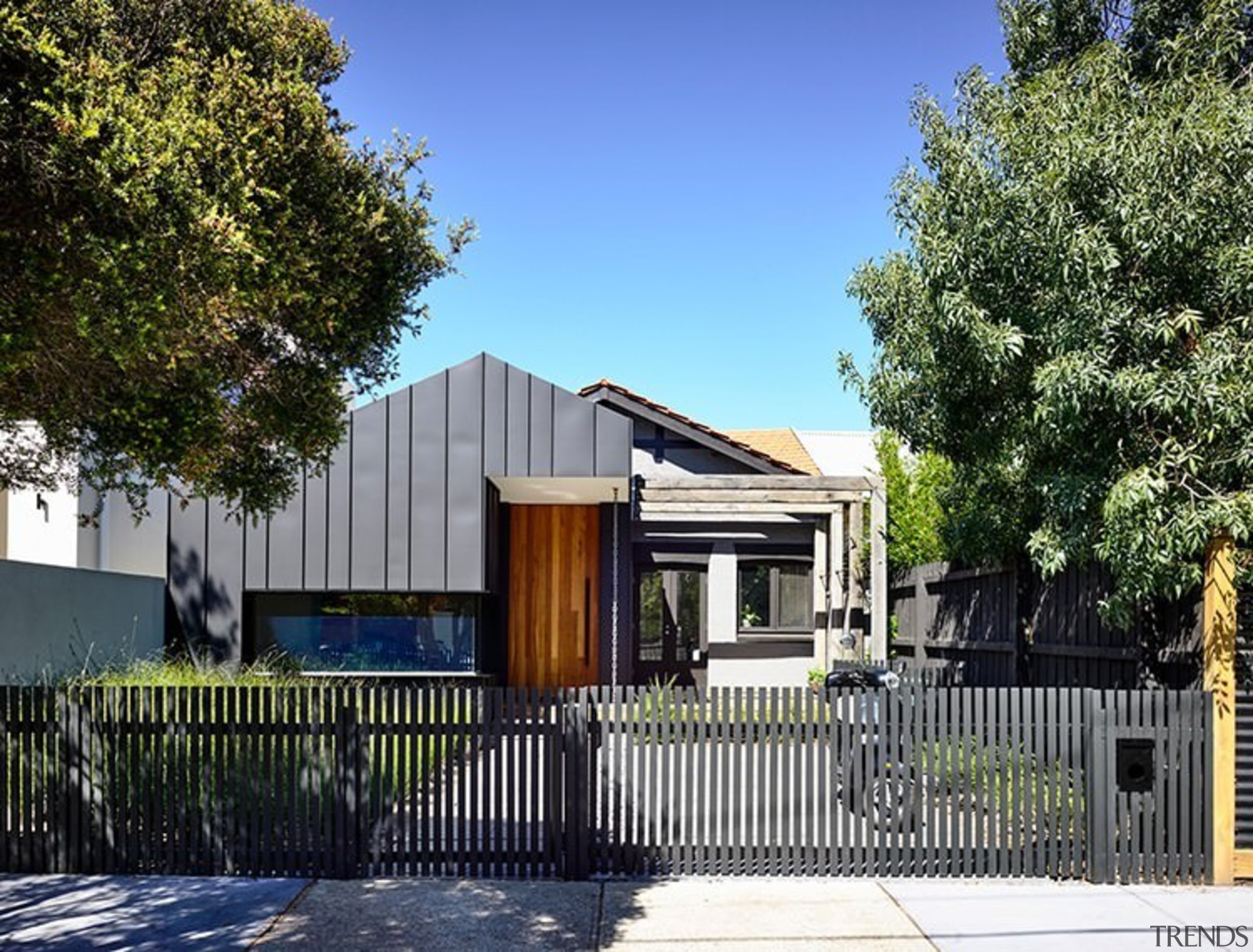 The home certainly has an interesting street facade architecture, building, cottage, elevation, estate, facade, fence, home, house, neighbourhood, property, real estate, residential area, suburb