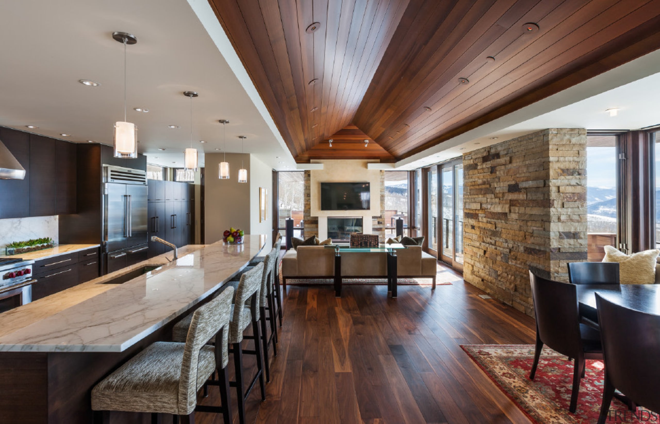 Wilner at Avon, Colorado - Wilner at Avon, ceiling, countertop, dining room, flooring, hardwood, house, interior design, kitchen, living room, real estate, wood flooring, gray, black