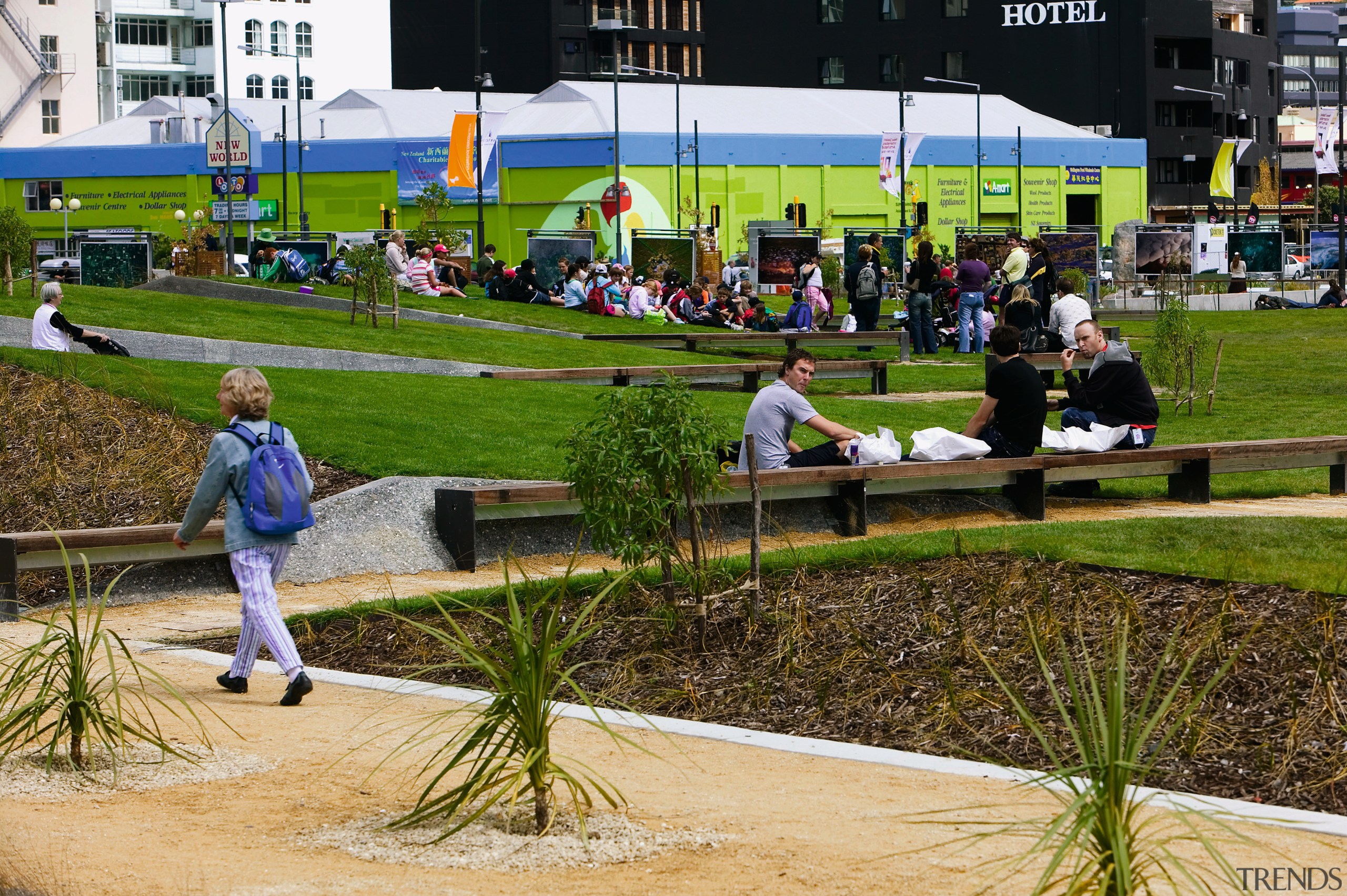 View of walkways and gardens in inner city grass, landscape, lawn, plant, recreation, sports, tree, brown