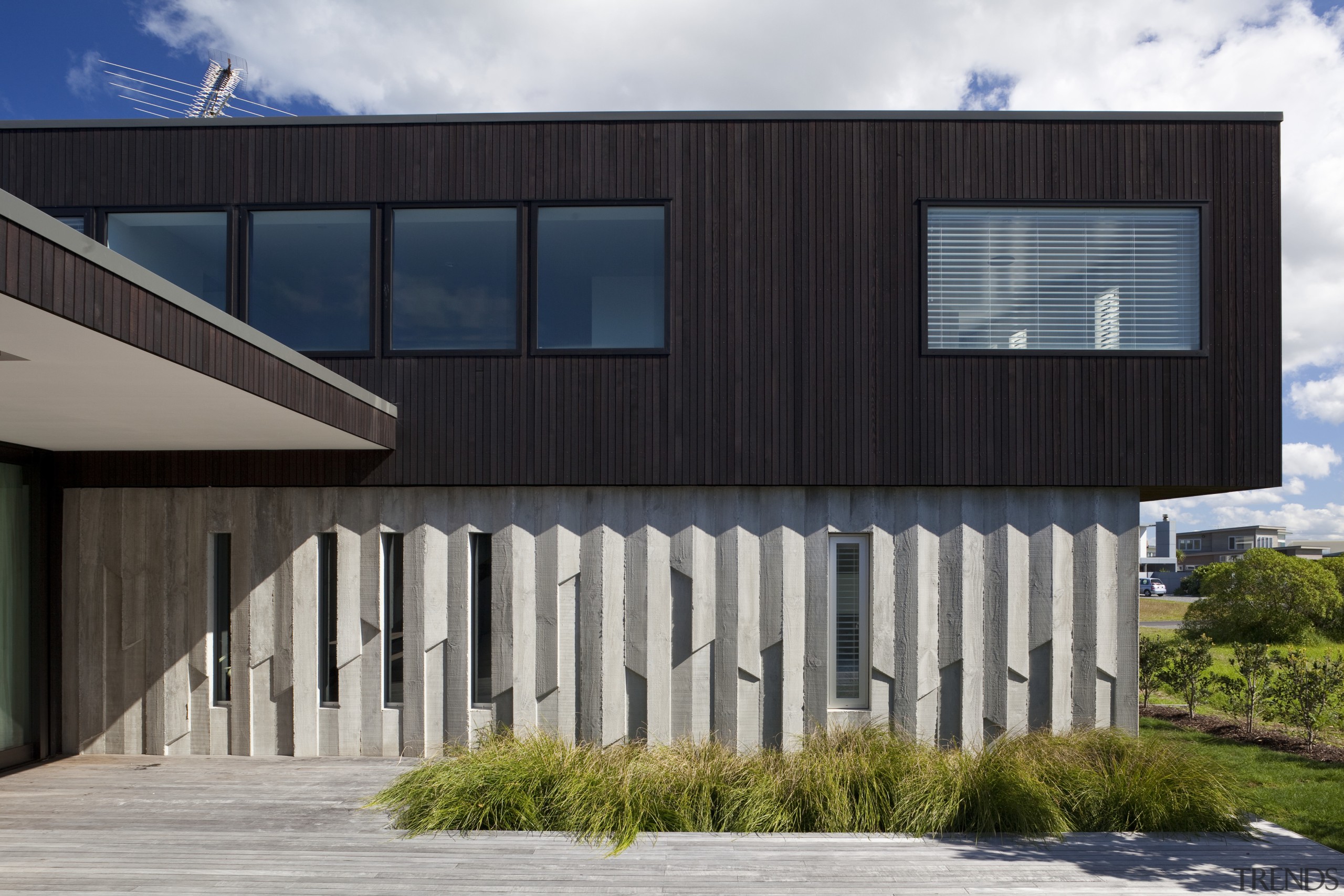 Ponting Fitzgerald-designed beach house - Ponting Fitzgerald-designed beach architecture, building, commercial building, corporate headquarters, elevation, facade, home, house, real estate, residential area, siding, structure, black, gray