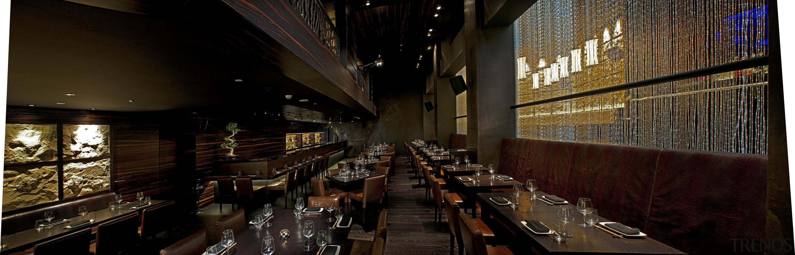 View of Okku Japanese Restaurant in the Monarch interior design, restaurant, black