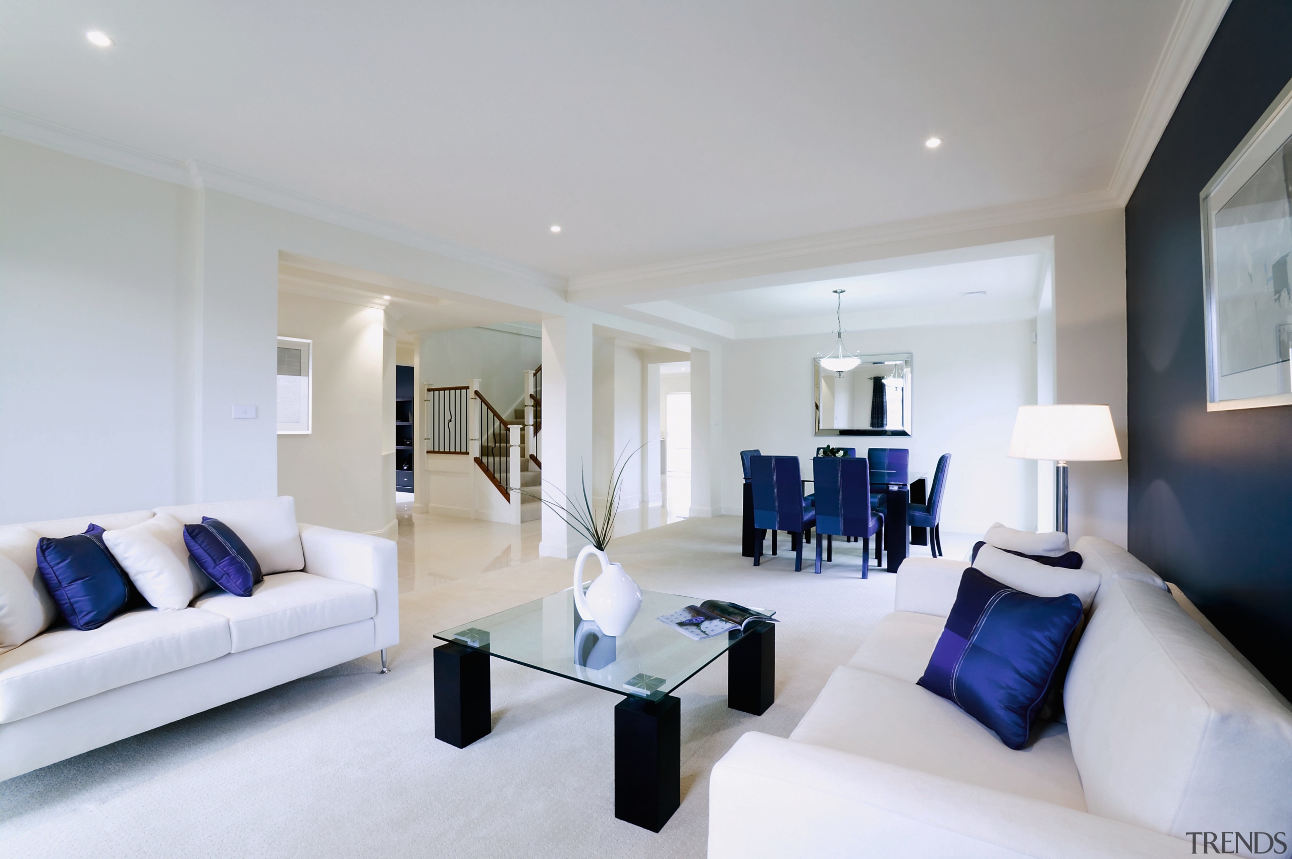 A view of a home designed by Domaine ceiling, interior design, living room, property, real estate, room, suite, gray