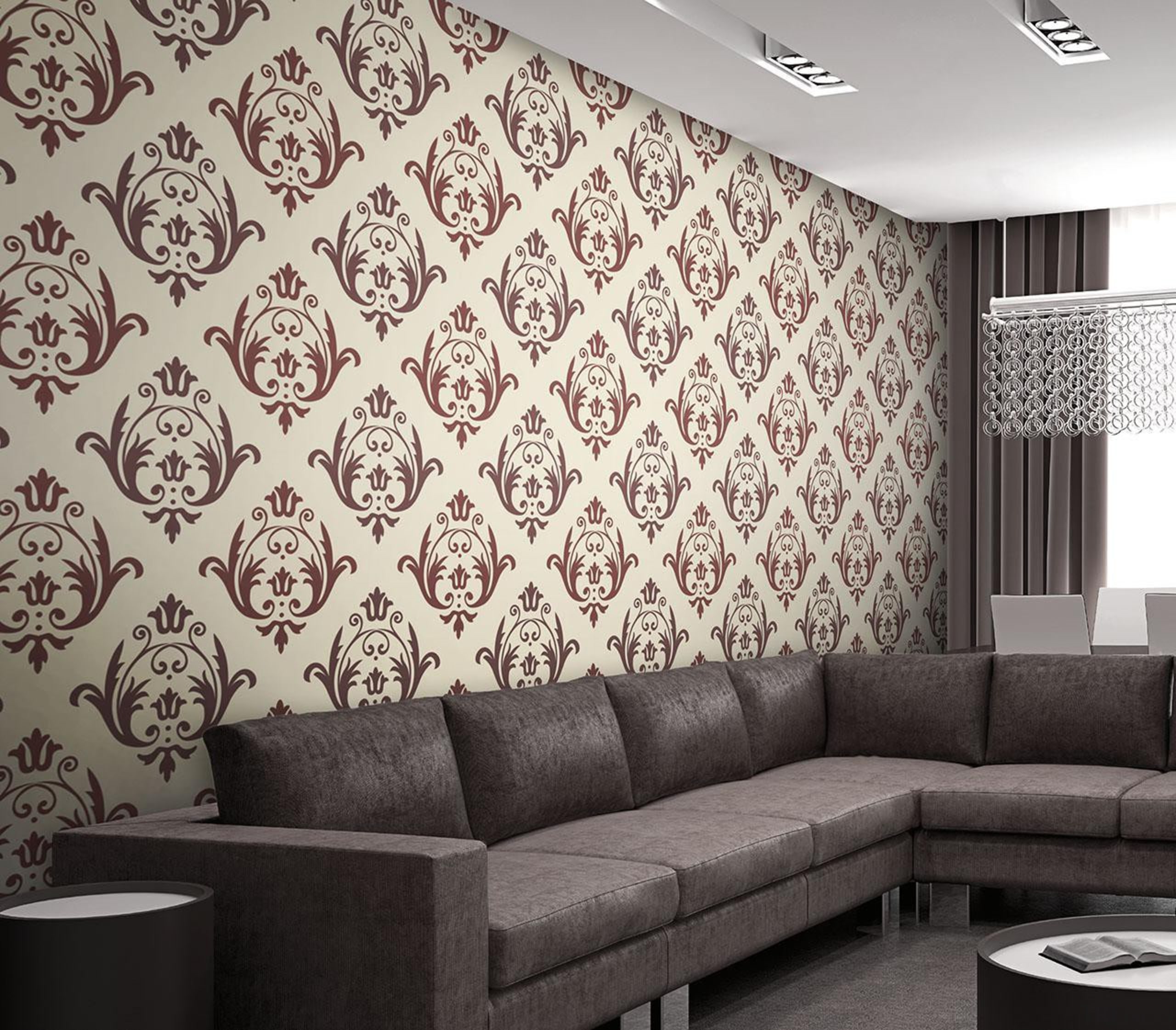 Aurora Range - Aurora Range - angle | angle, ceiling, couch, interior design, living room, pattern, wall, wallpaper, white, black