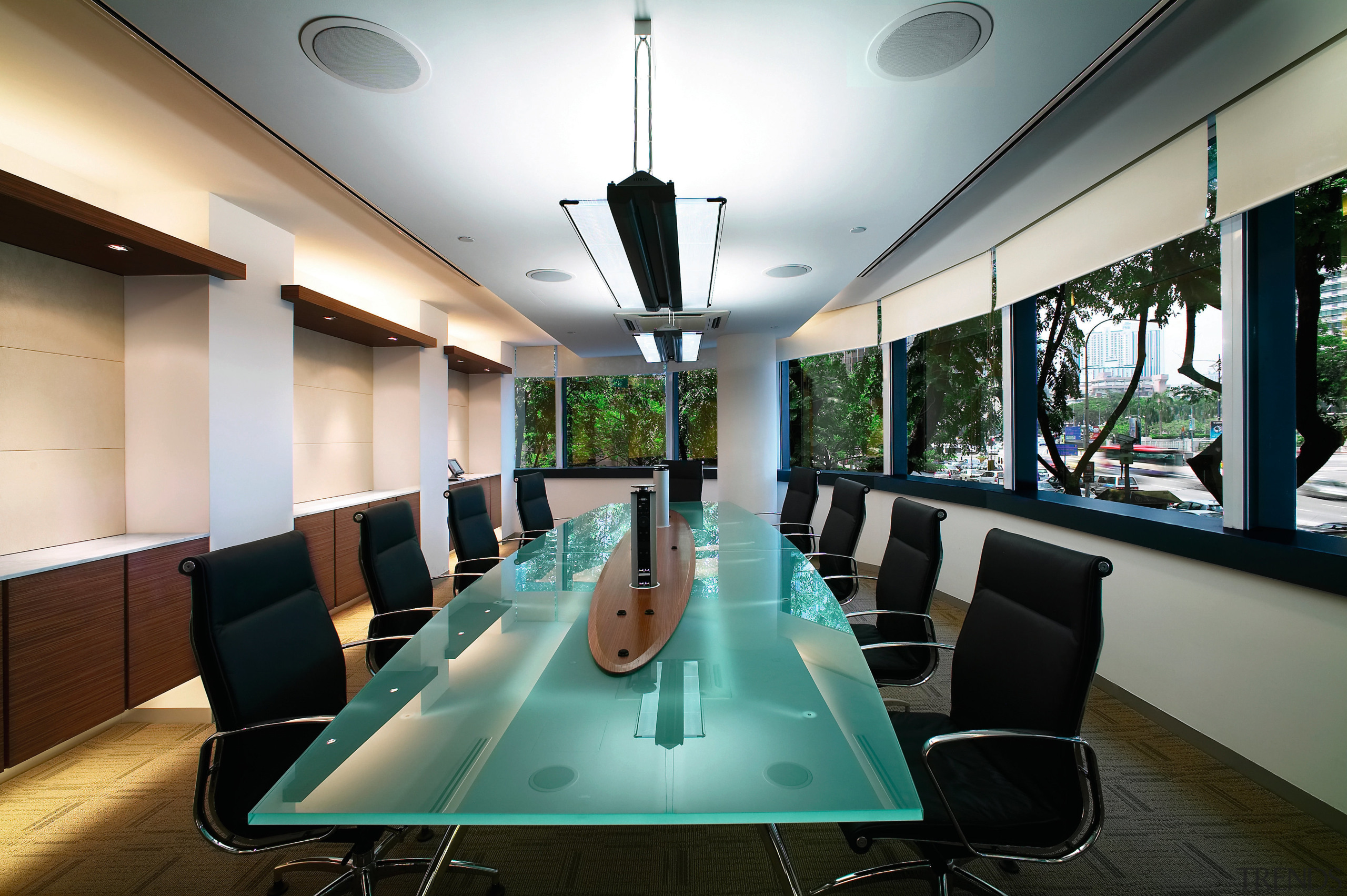 A view of the new MMoser-designed Hong Kong conference hall, interior design, office, real estate, white