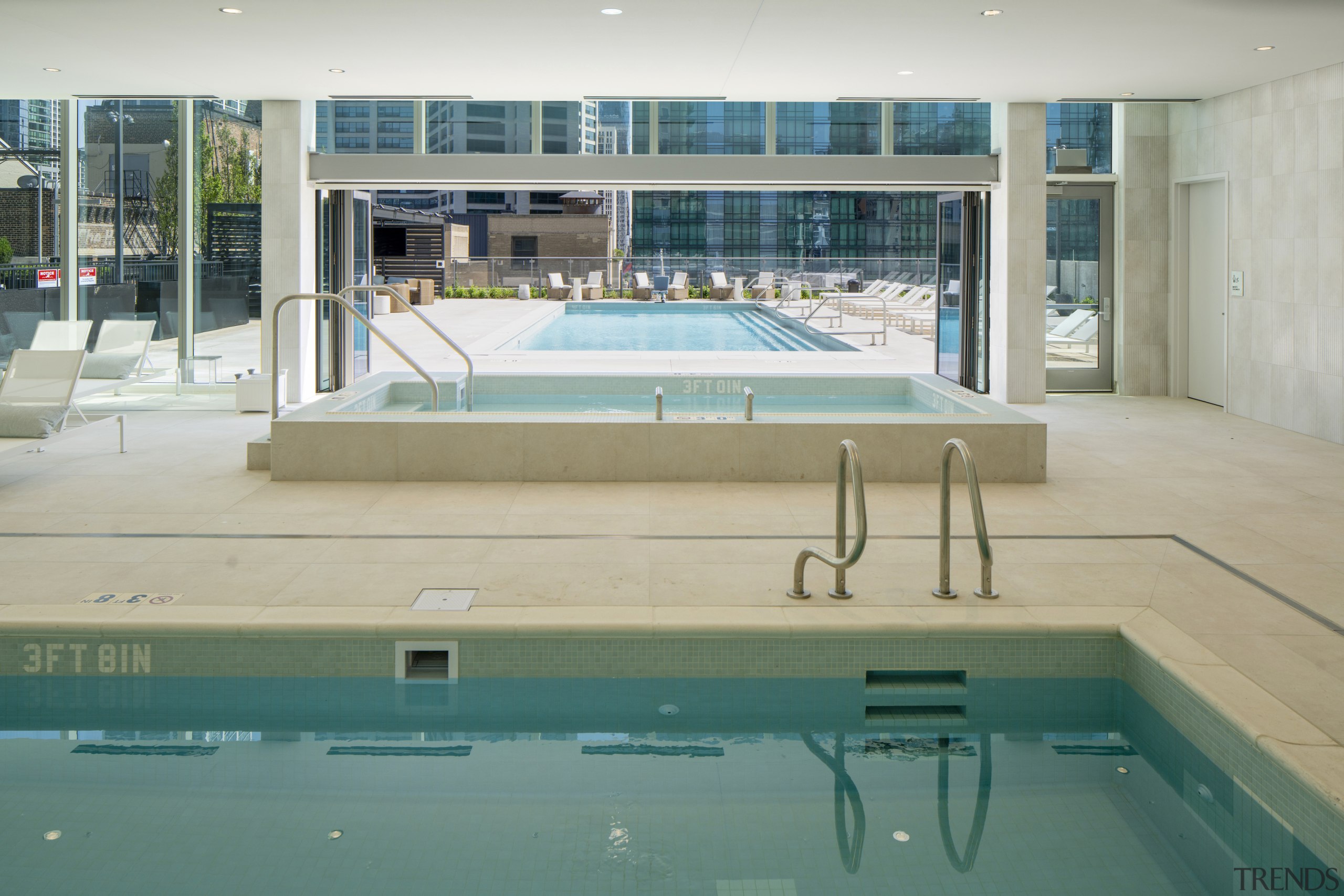 Level 8 indoor and outdoor pools. - The 