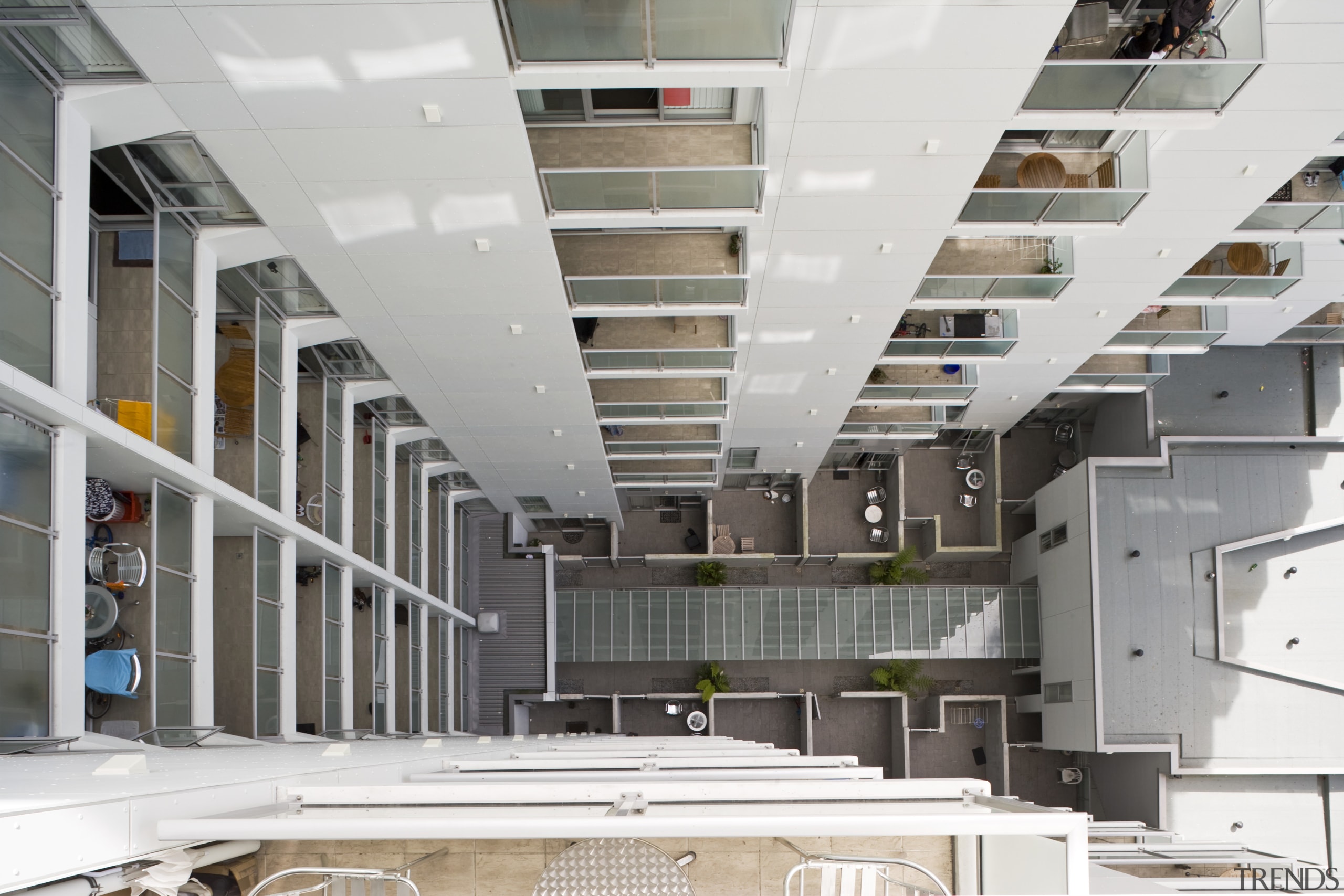 View from one of the higher level apartments architecture, building, daylighting, gray, white