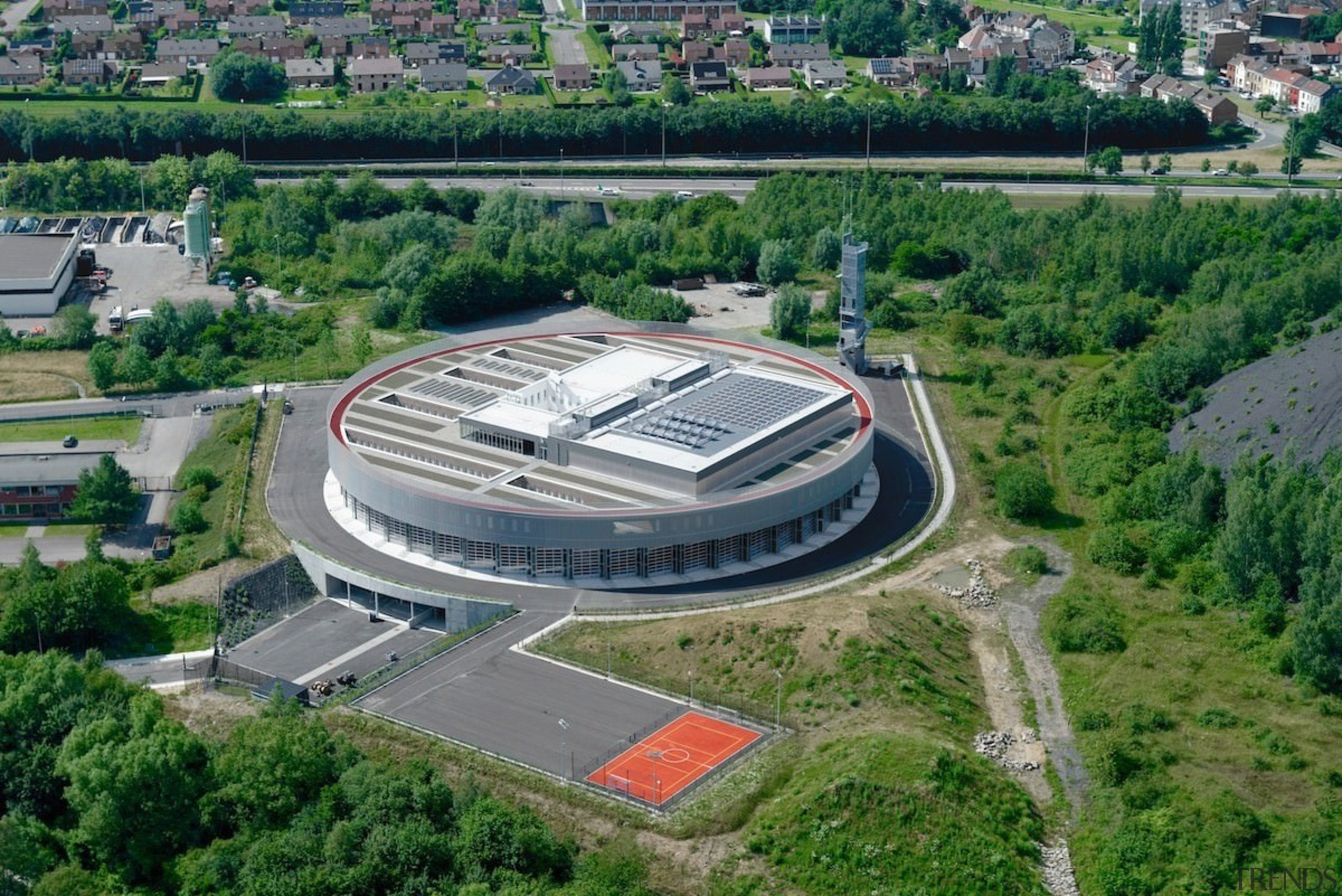 569 firestation - 569 firestation - aerial photography aerial photography, arena, bird's eye view, sport venue, stadium, structure, green, gray