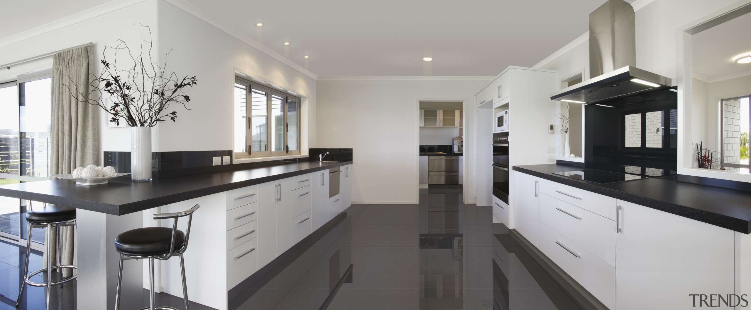 View of kitchen at Platinum Homes show home countertop, cuisine classique, interior design, kitchen, property, real estate, room, gray