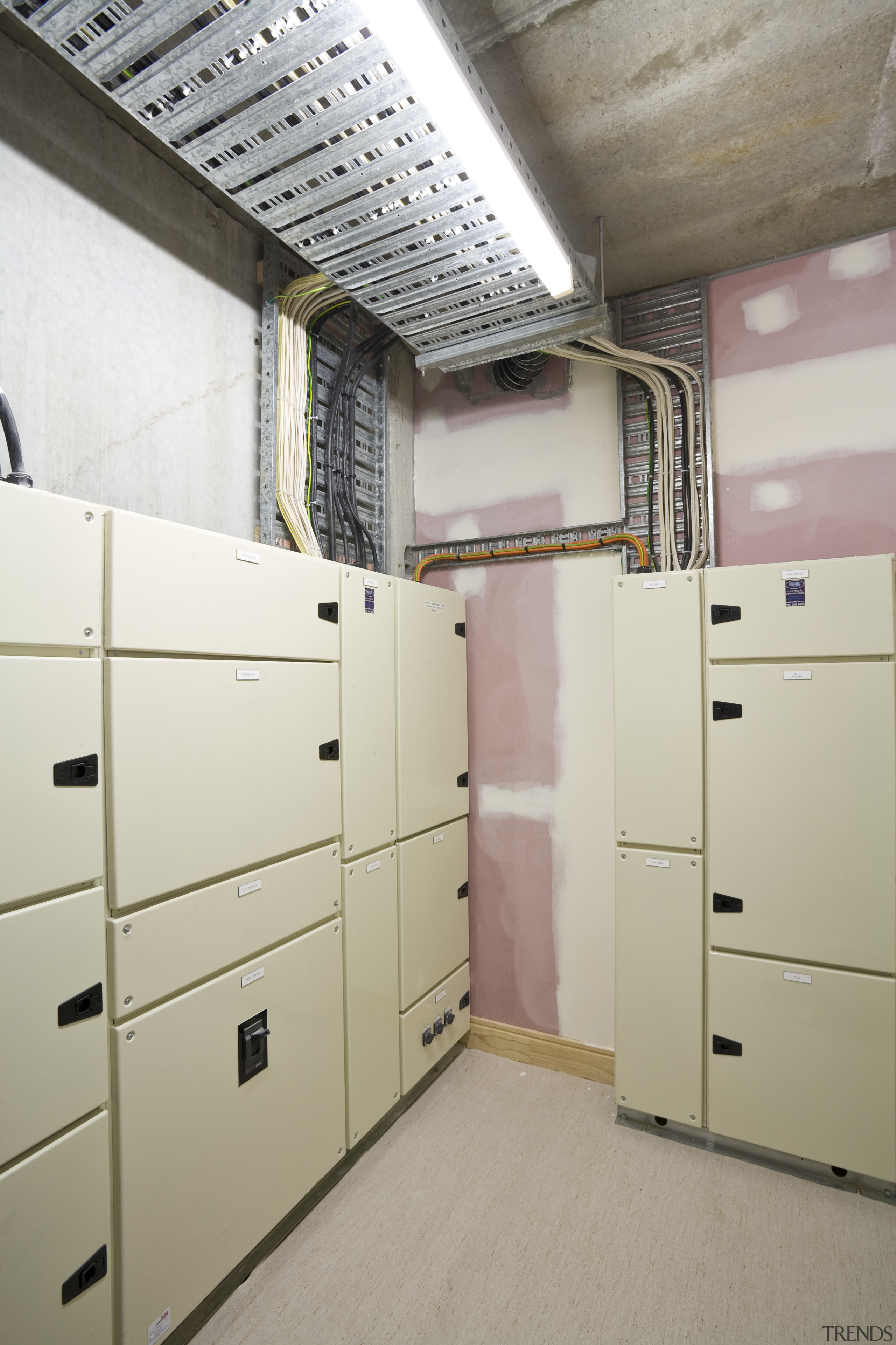 View of the electrical systems installed by NME floor, furniture, product, room, gray