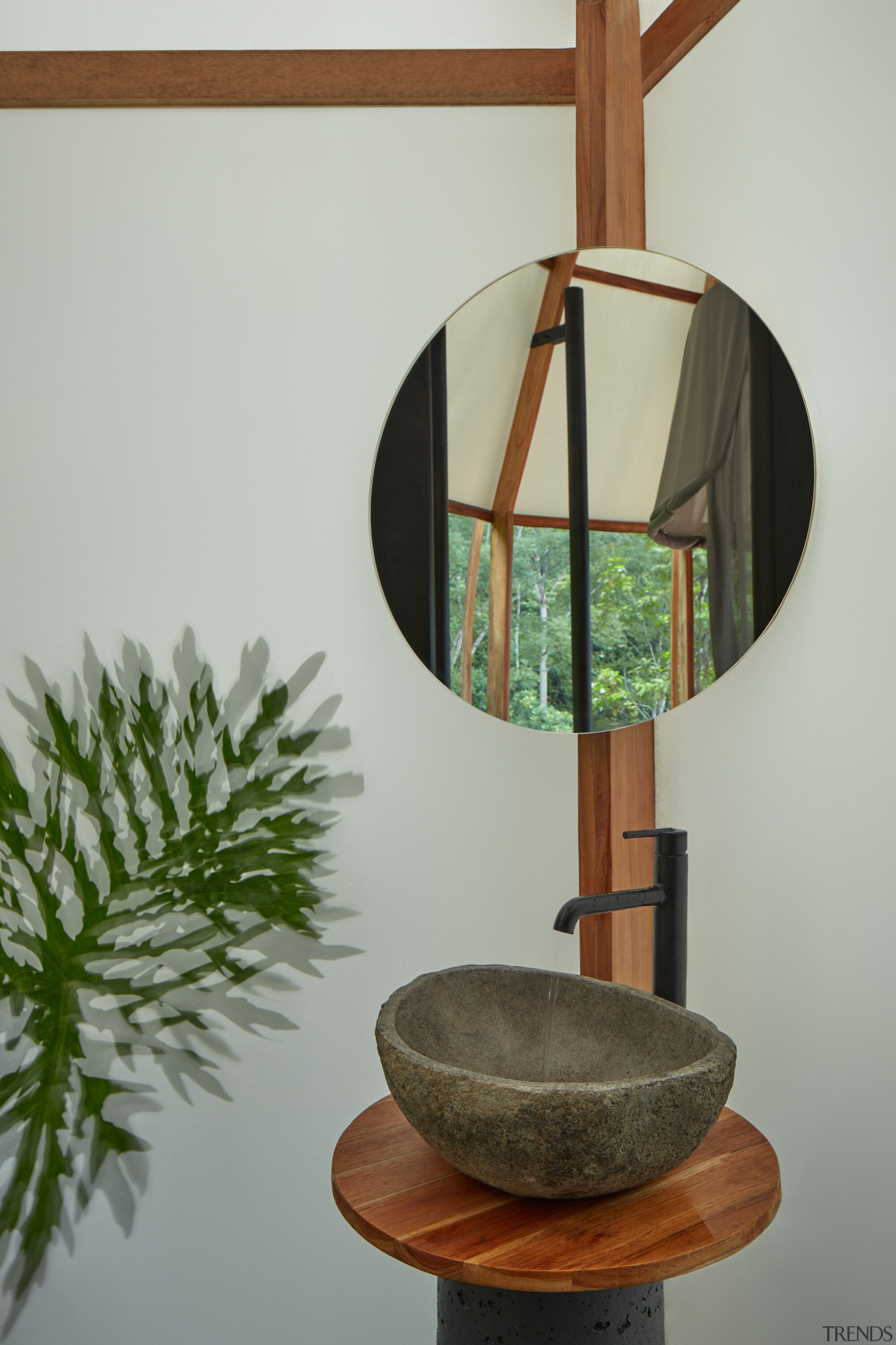 A washstand in one of the pared back 