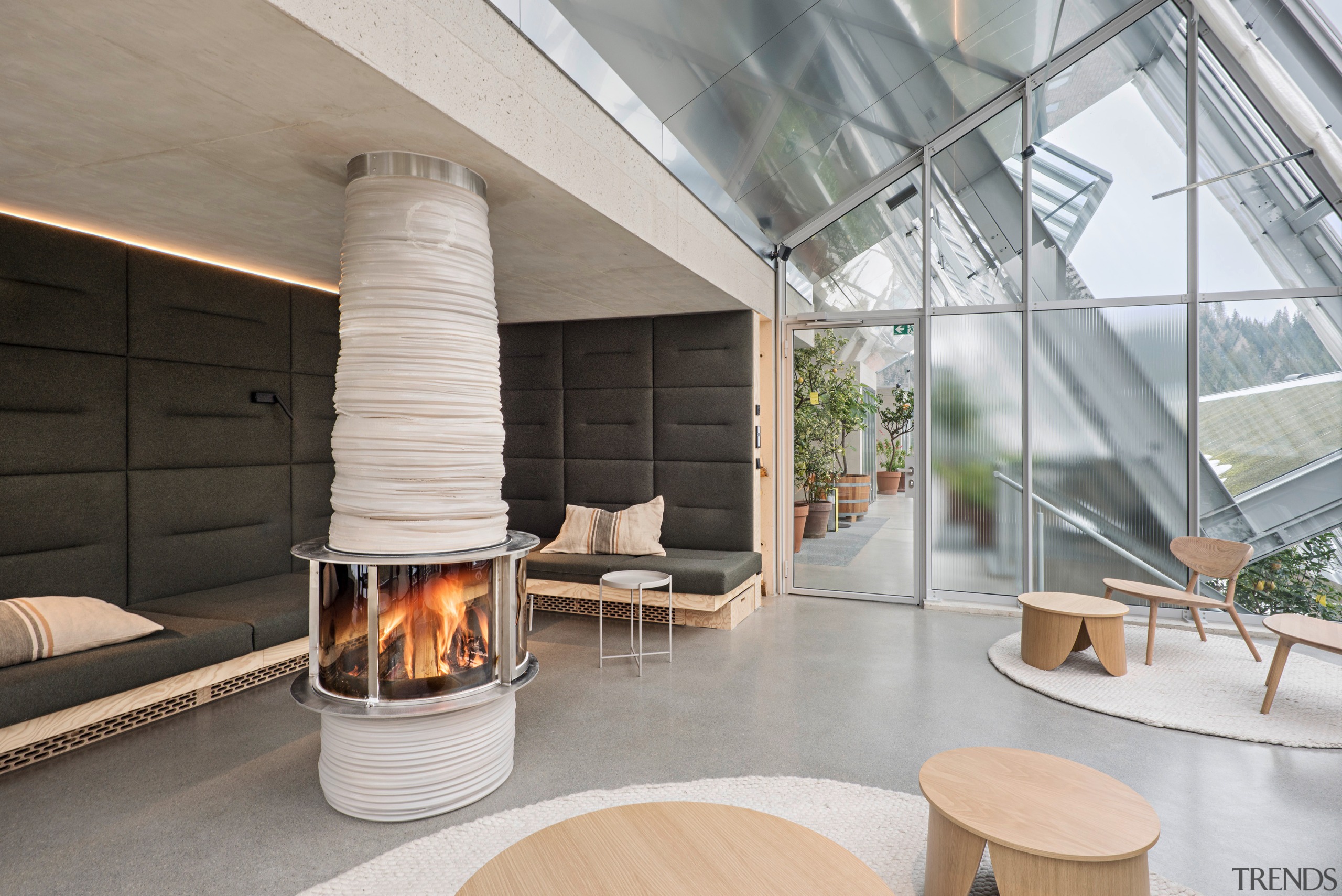 The Fireplace room in the Large Glasshouse. 