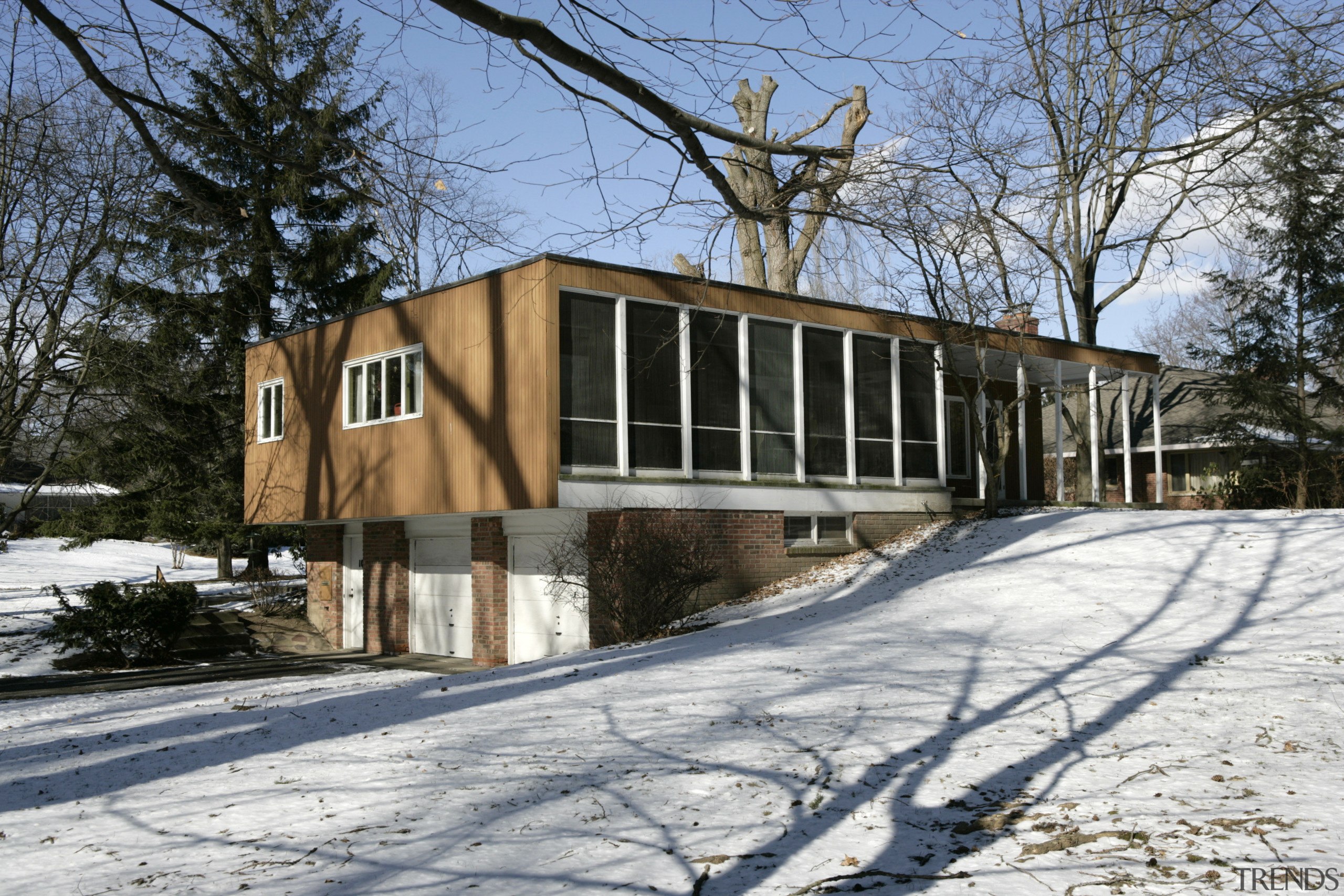 Albany exterior before decorating - Albany exterior before architecture, building, cottage, facade, home, house, property, real estate, residential area, snow, winter