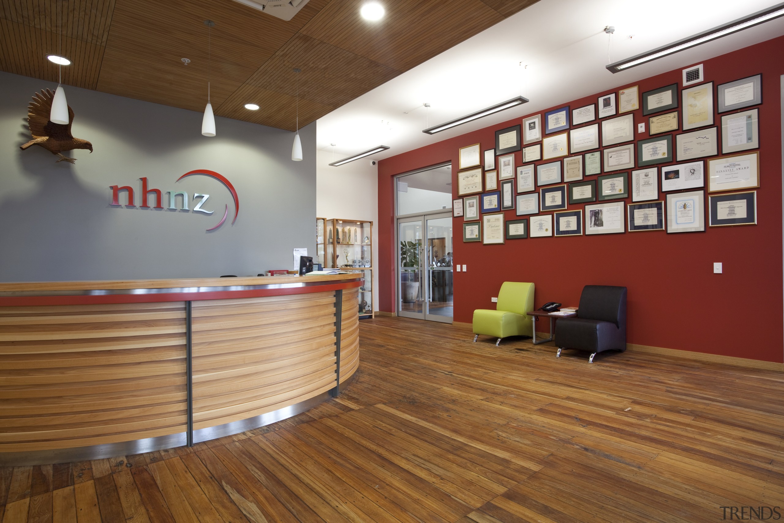 View of the reception area of the Nautral ceiling, floor, flooring, hardwood, interior design, laminate flooring, lobby, wood, wood flooring, brown